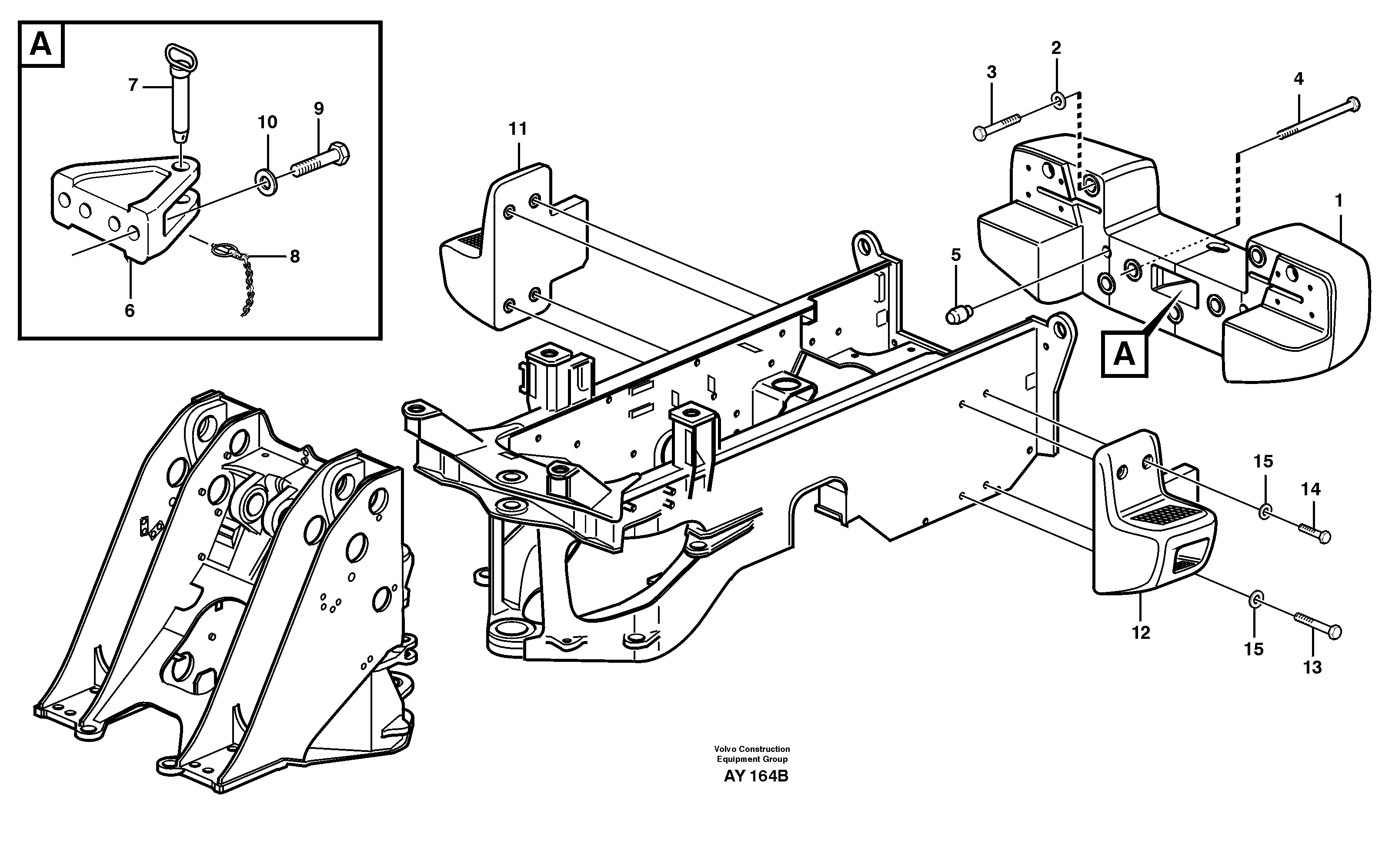 Rear hitch and counterweight — volvo parts diagram