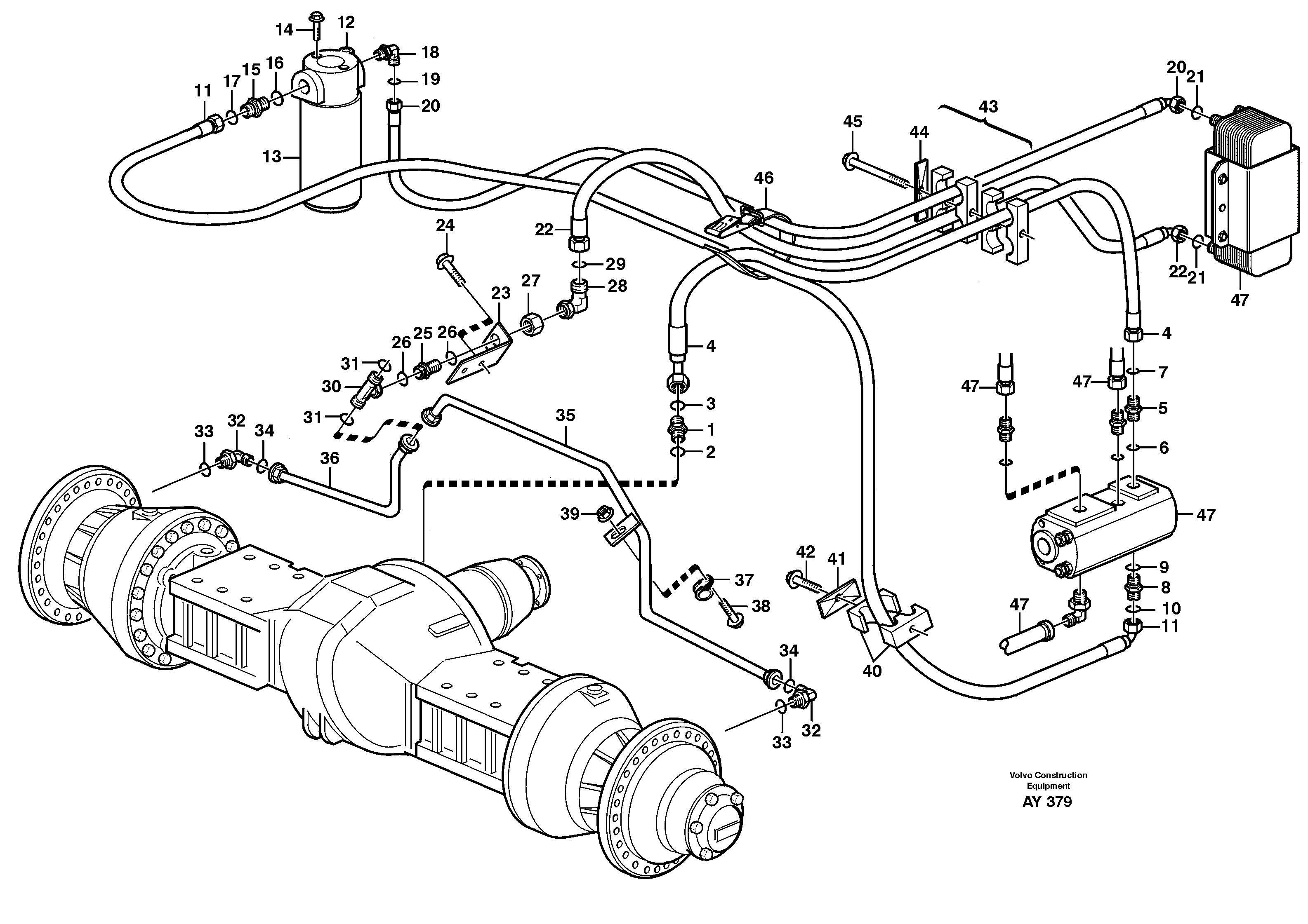 Oil cooler, forword. Pump circuit. 94972 — volvo parts diagram