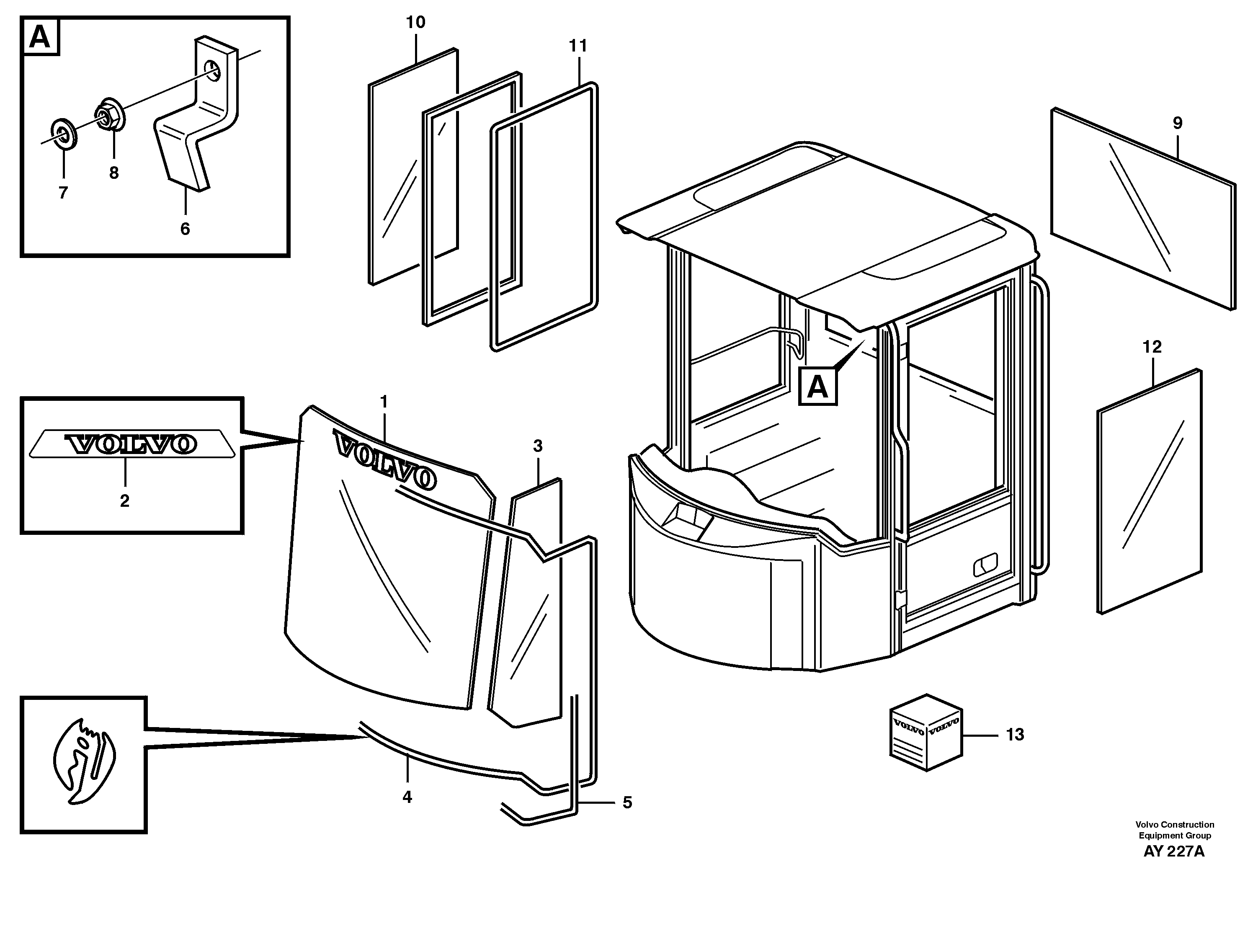 Glass panes — volvo parts diagram