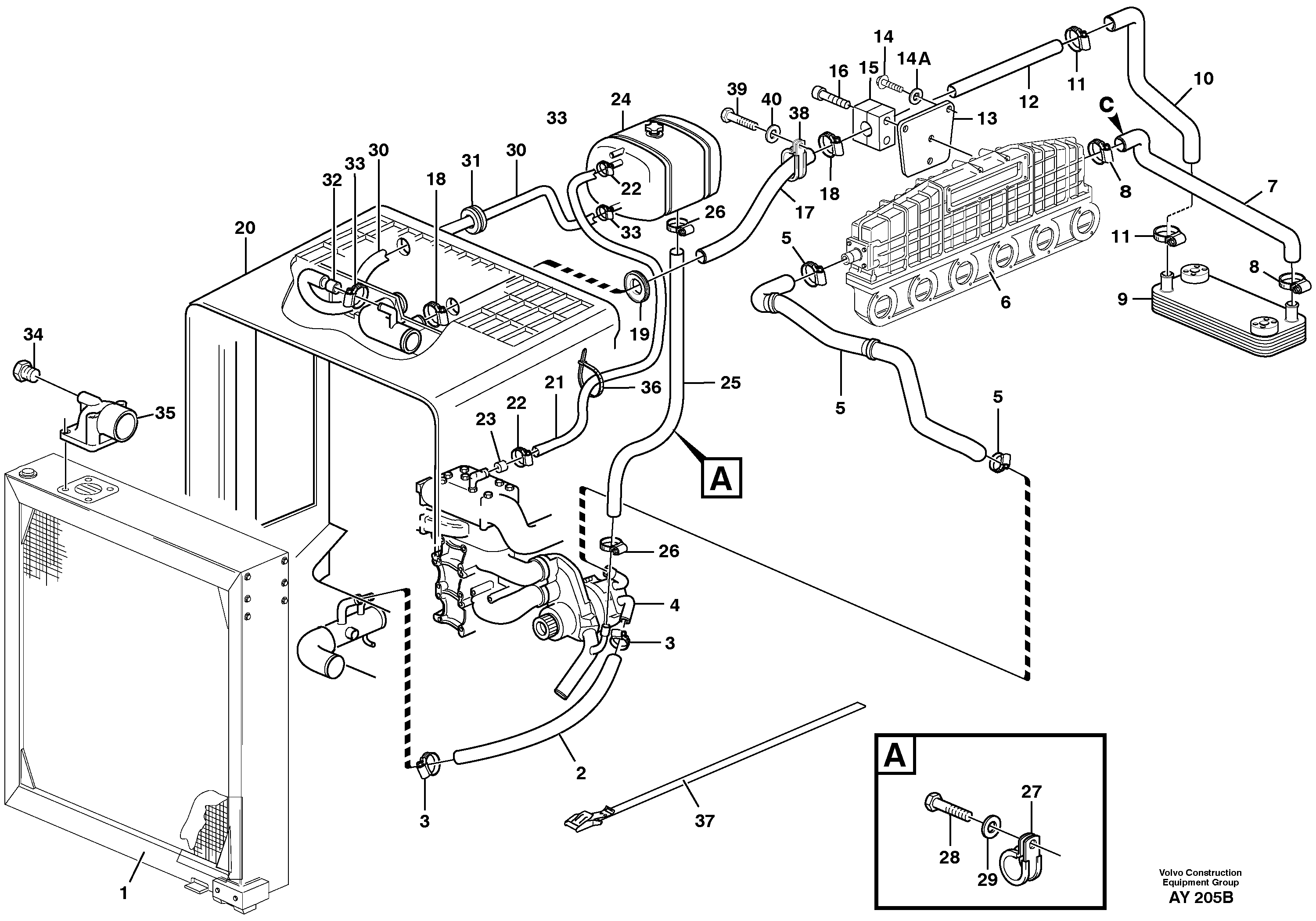 Cooling system — volvo parts diagram