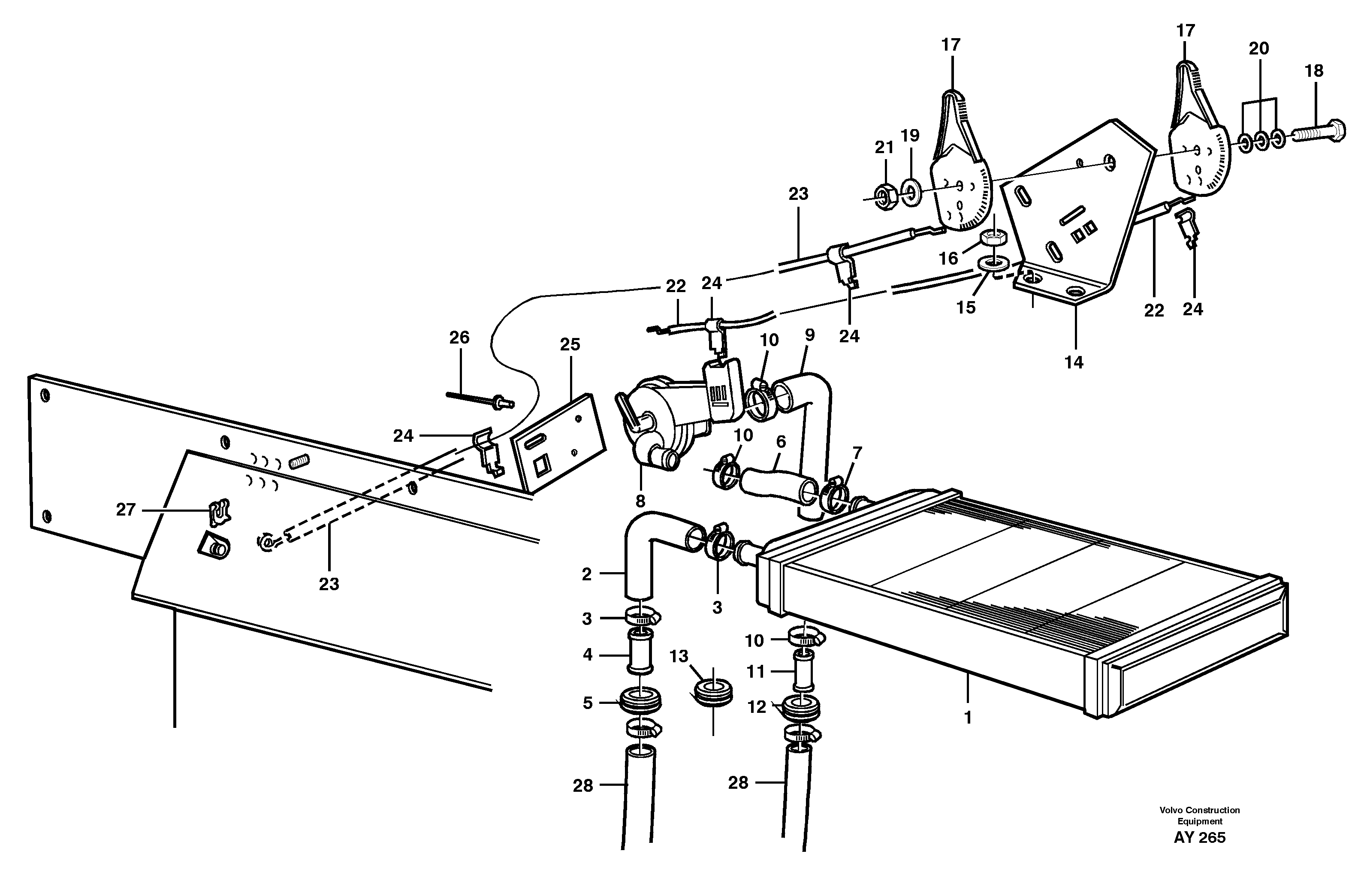 Radiator and control — volvo parts diagram