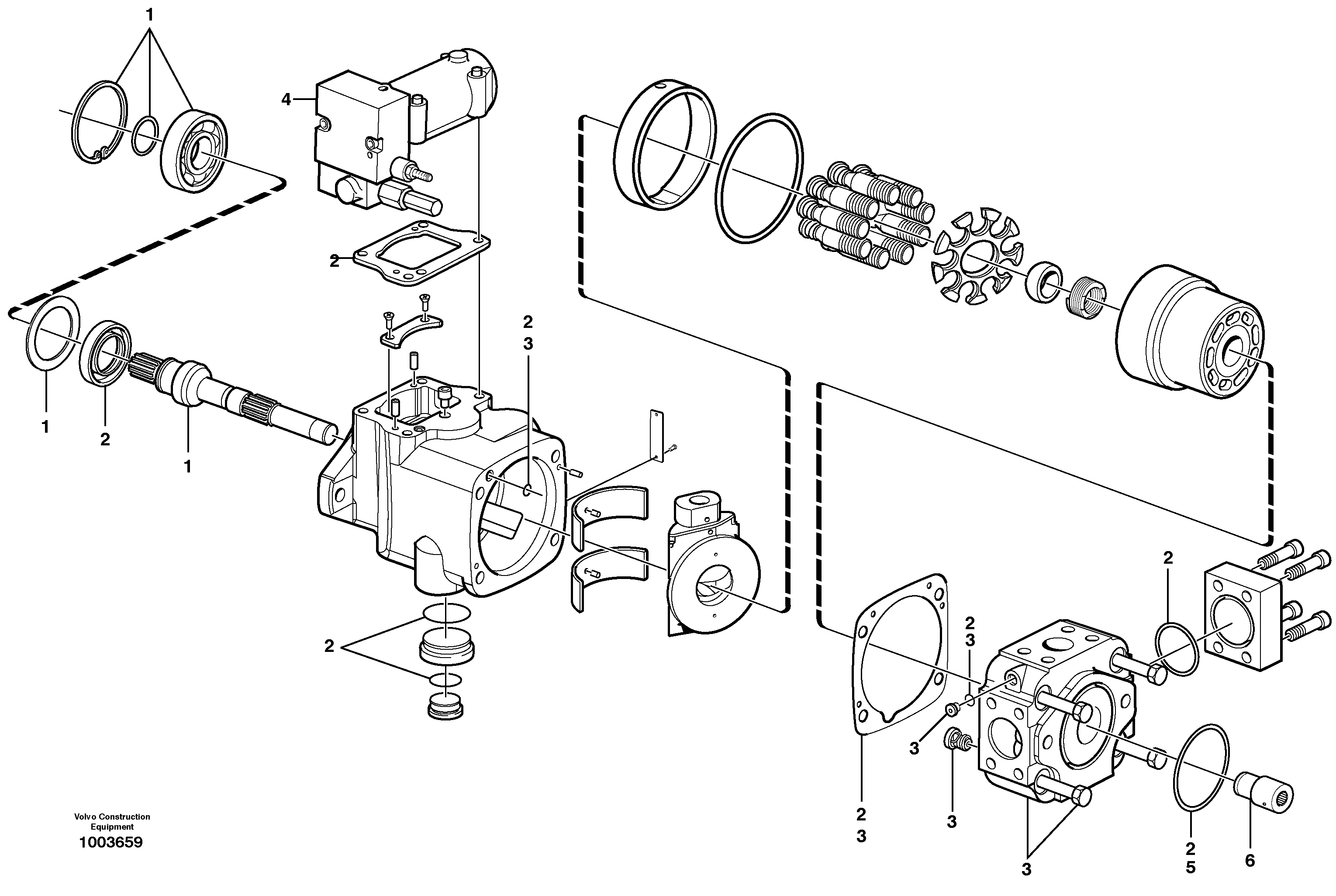 Hydraulic pump  P1, P2 — volvo parts diagram