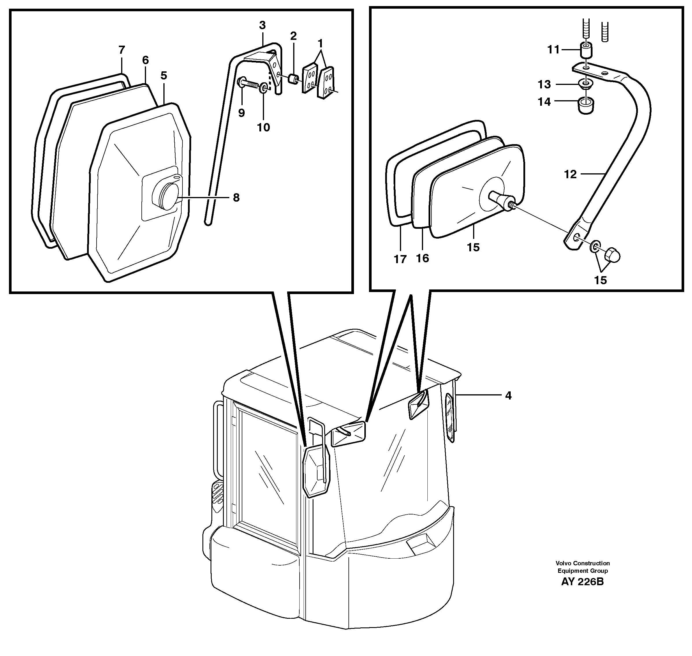 Rear view mirror 33813 — volvo parts diagram