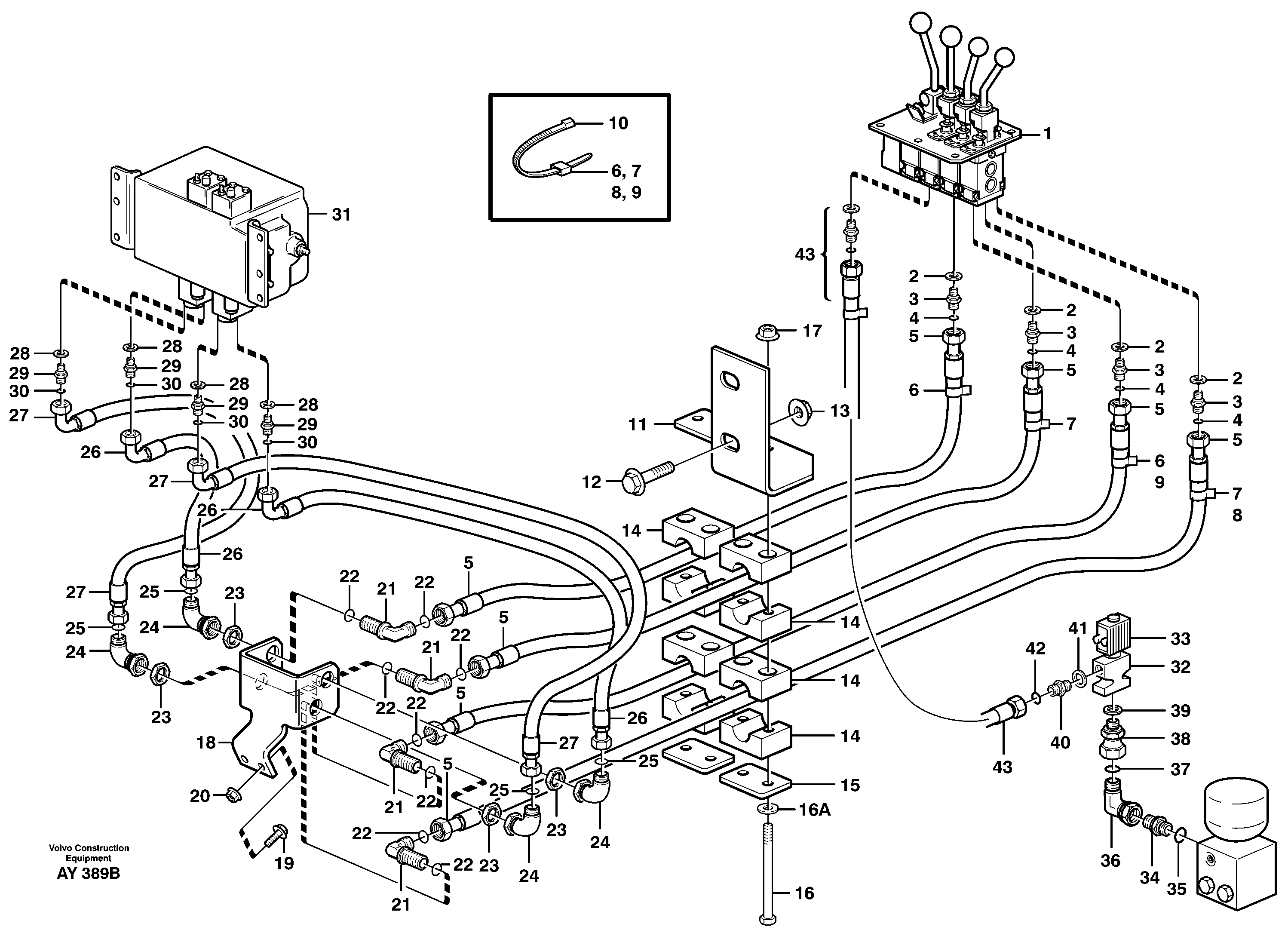 Servo - hydraulic. 3rd and 4th function.  93573 — volvo parts diagram