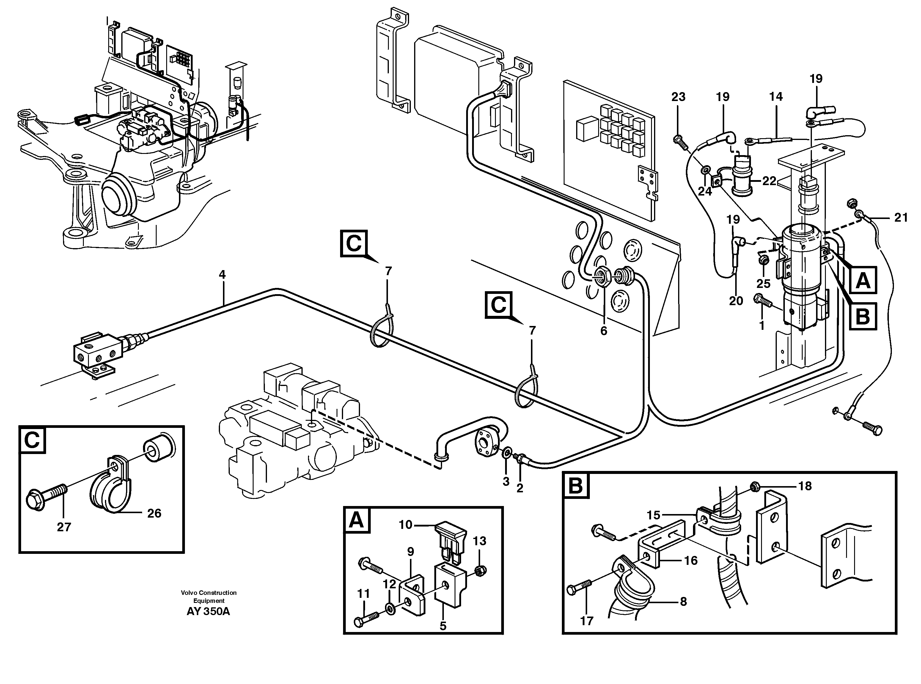 Cable harness, secondary steering system.  93460 — volvo parts diagram
