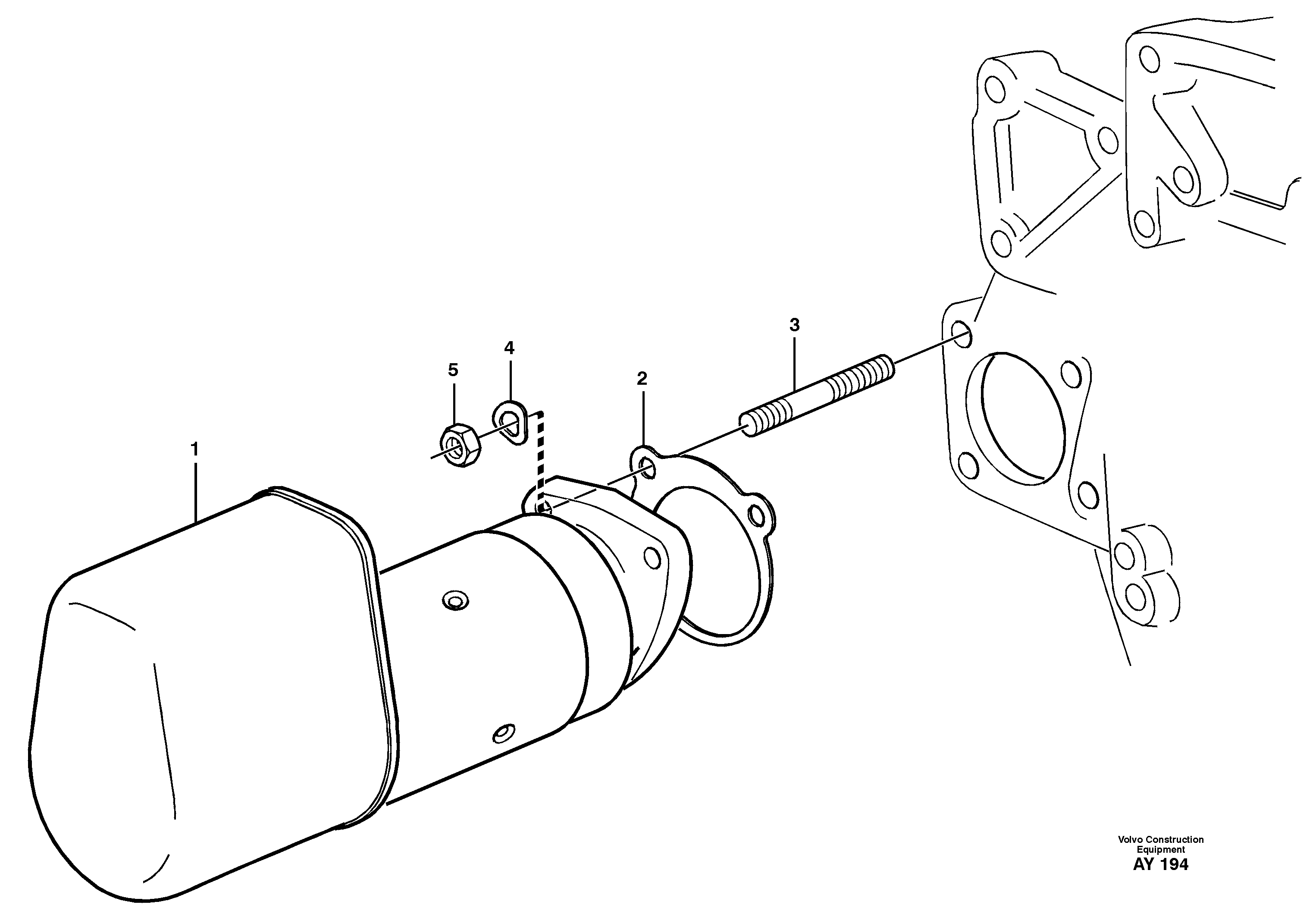 Starter motor with assembling details — volvo parts diagram