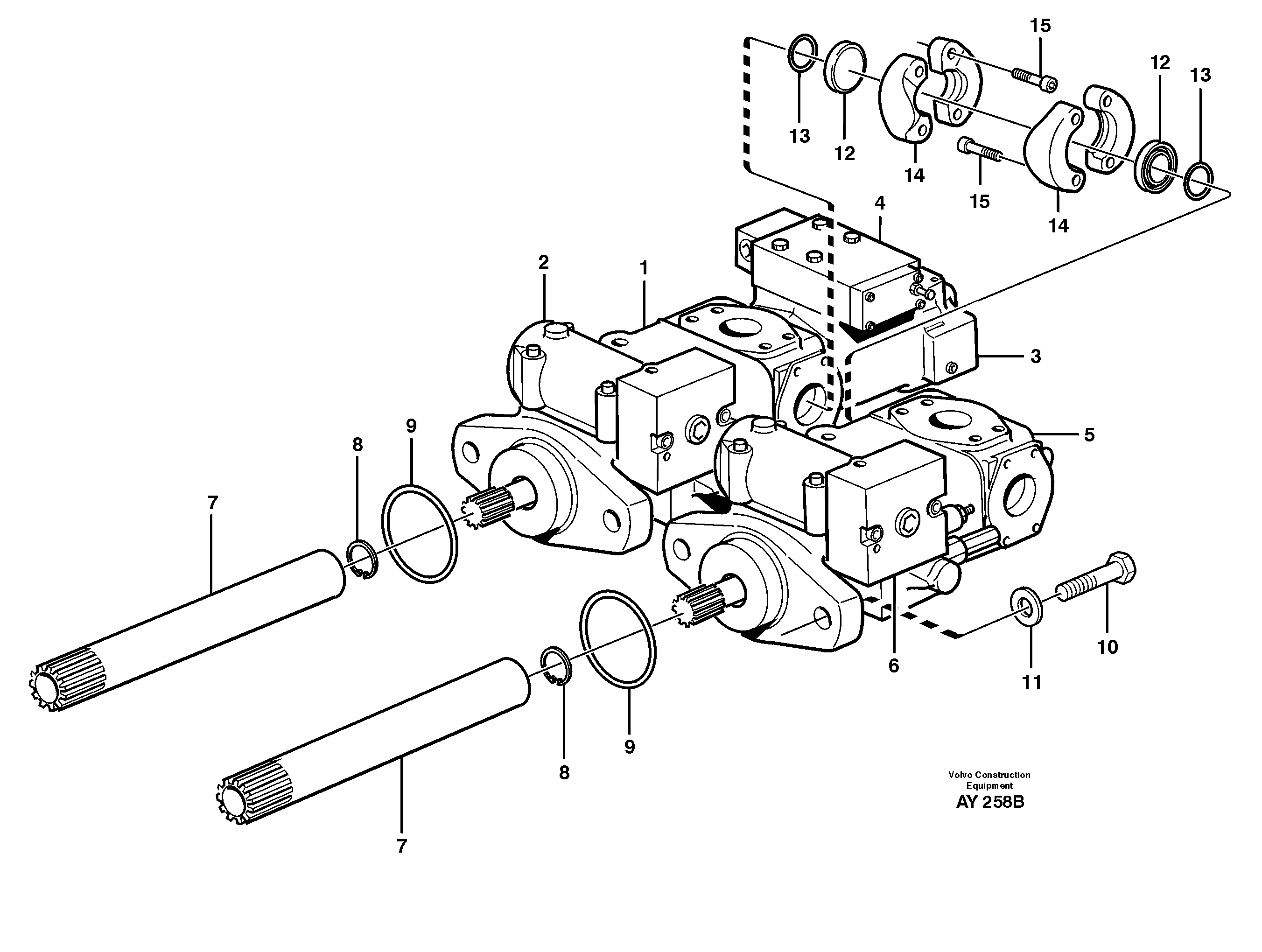 Hydraulic pump with fitting parts — volvo parts diagram