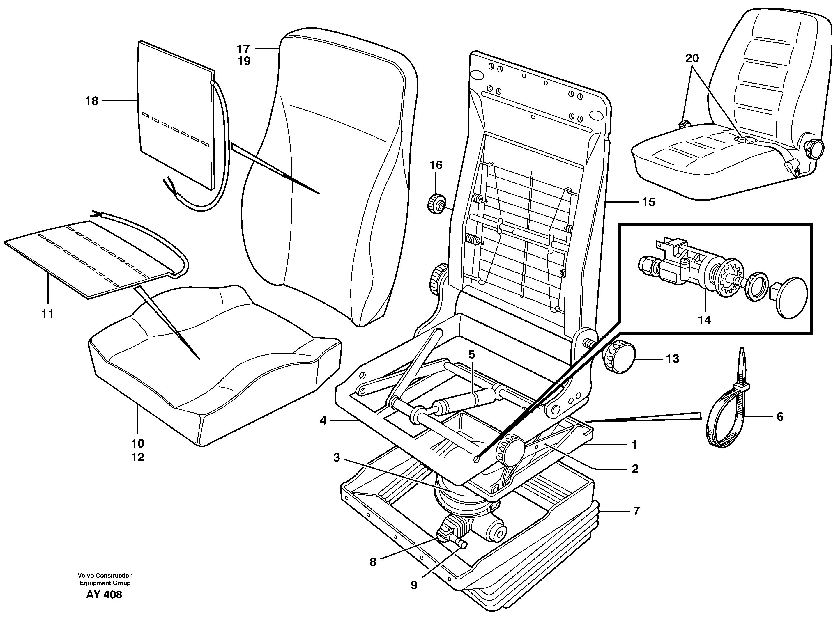 Driver's seat.  80572 — volvo parts diagram