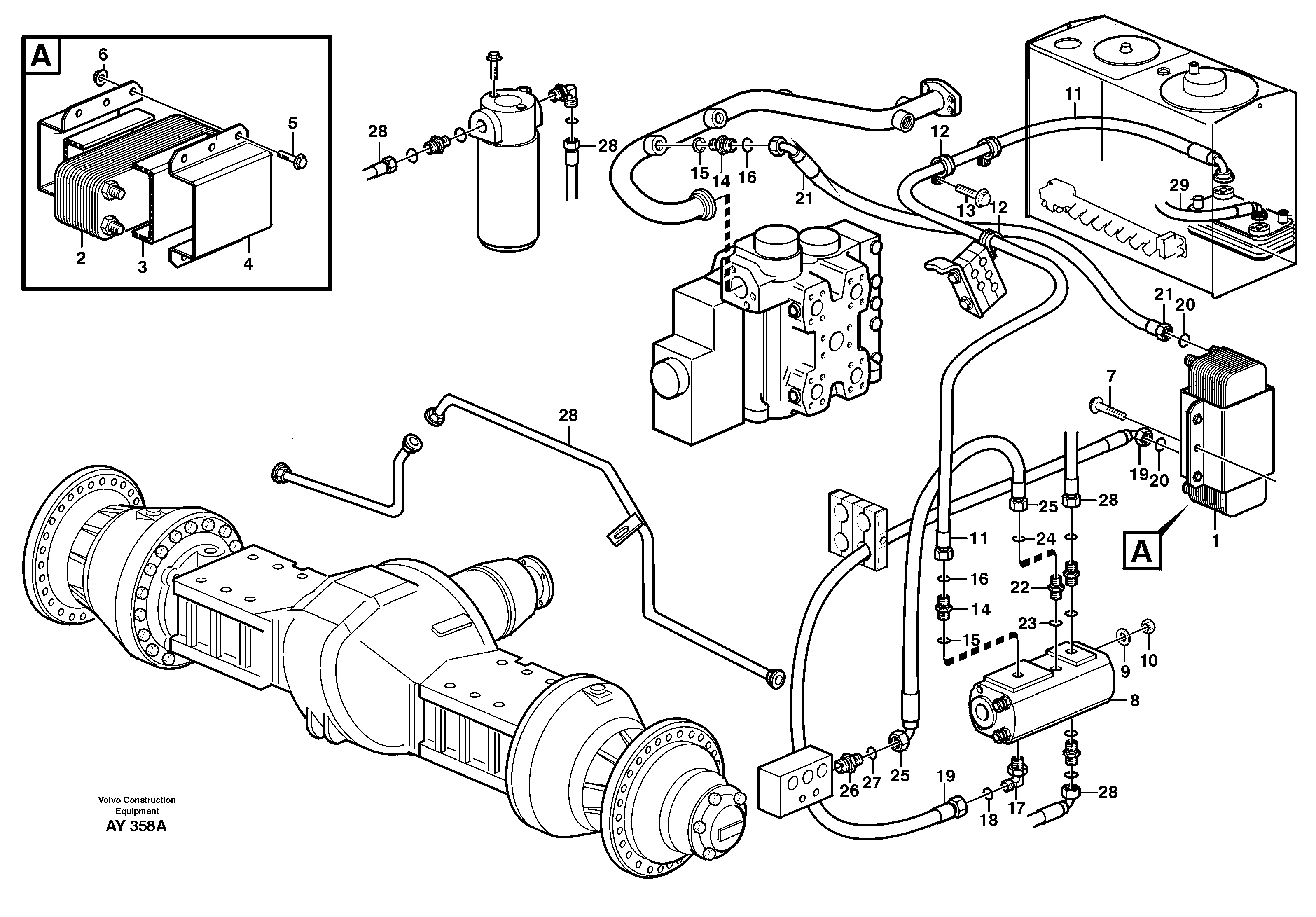 Oil cooler, forword. Motor circuit. 94972 — volvo parts diagram