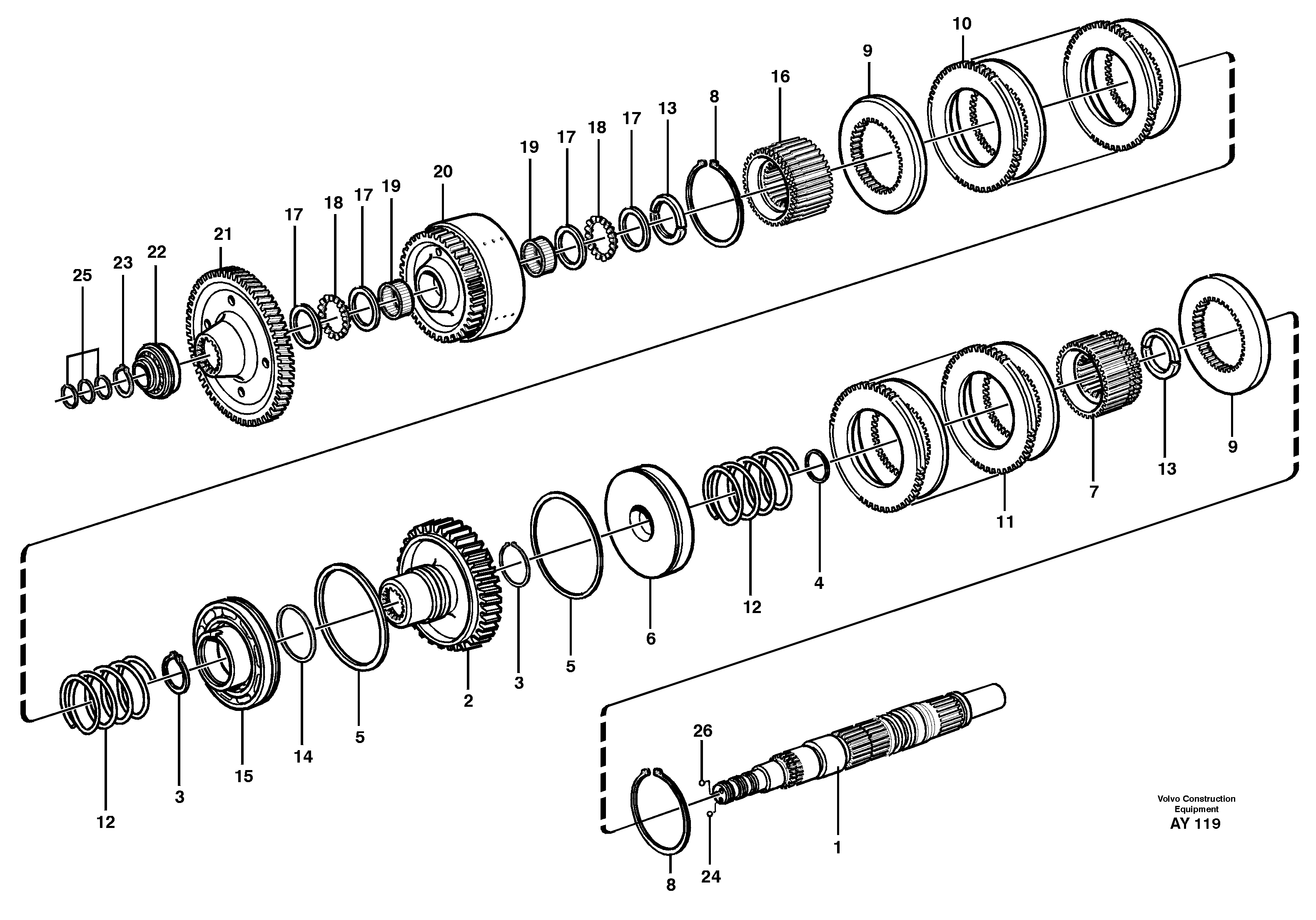 Hydraulic clutch, reverse / 2nd speed  22503 — volvo parts diagram