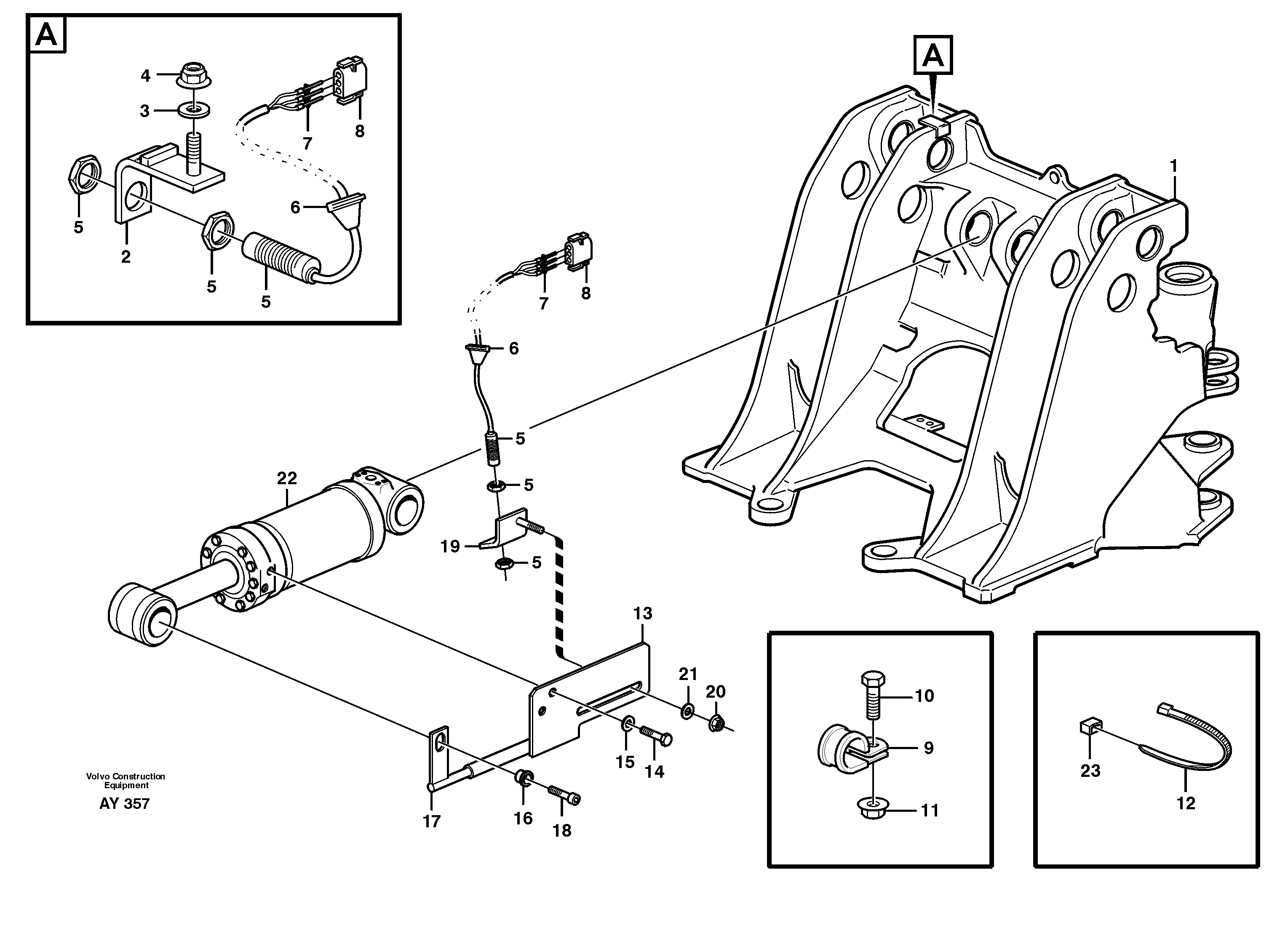 Bucket positioner and boom kickout — volvo parts diagram