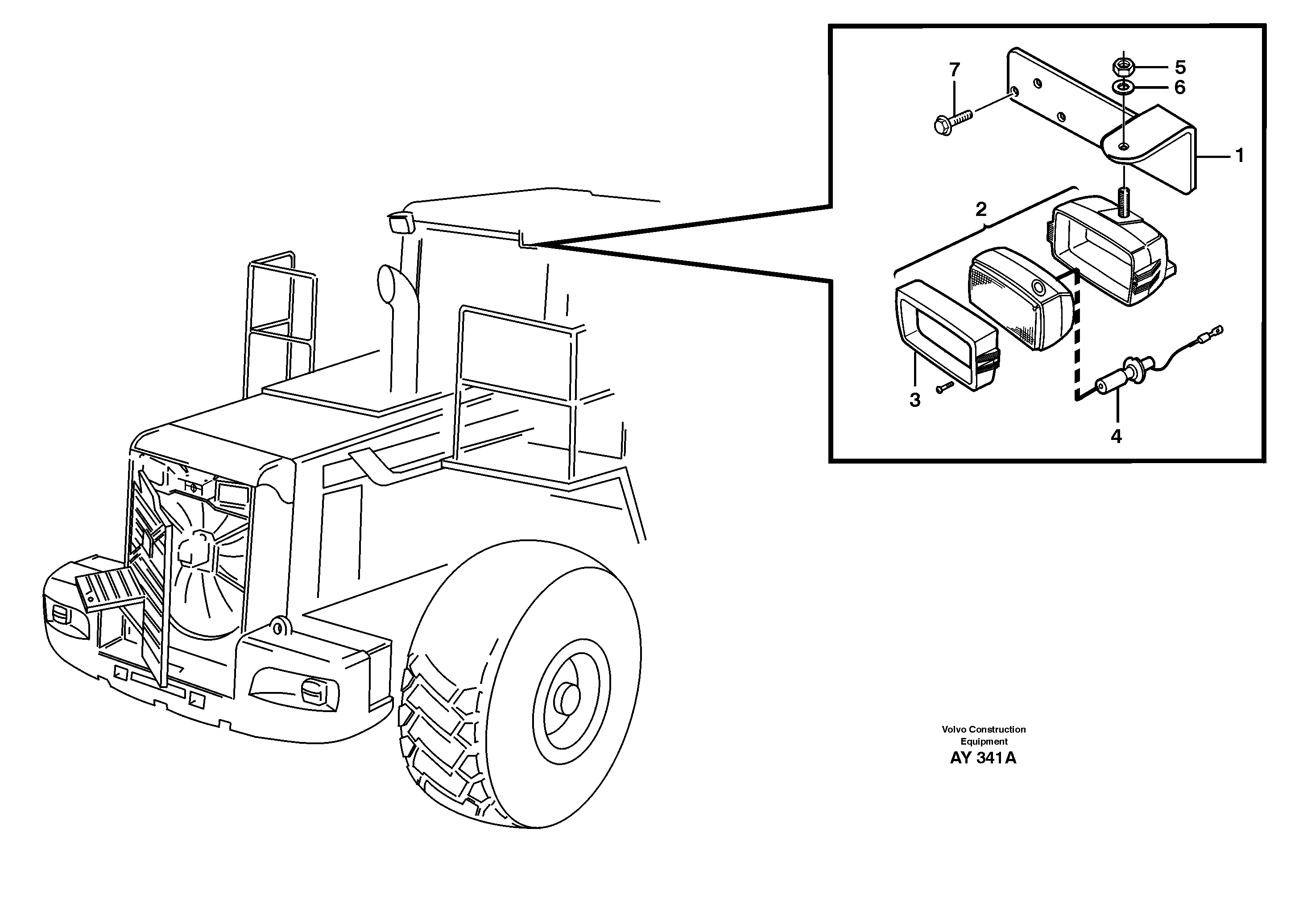 Work lights, rear 93792 — volvo parts diagram