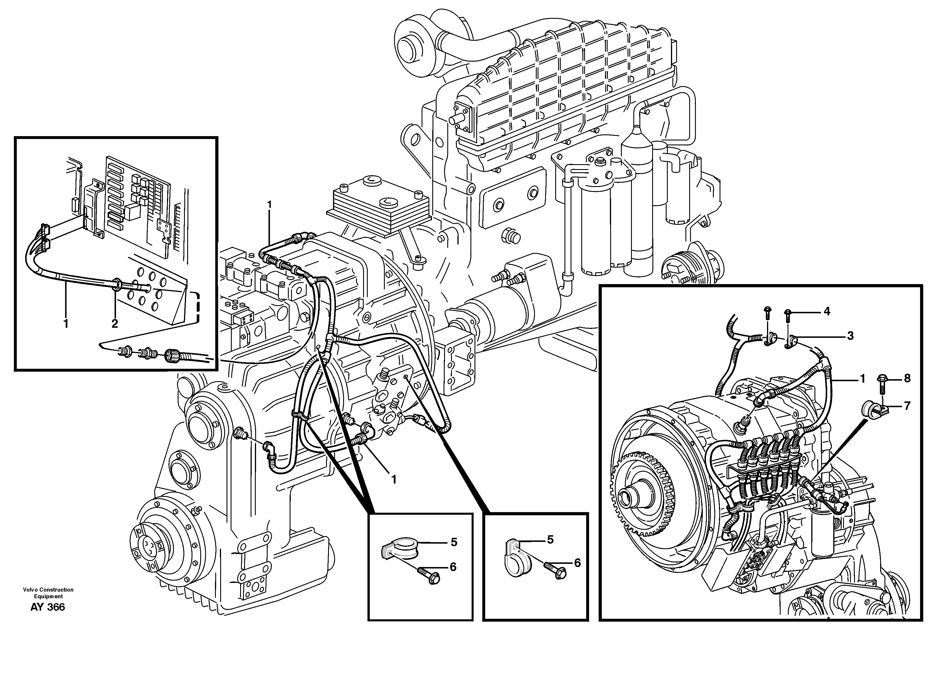 Cable harness for transmission with assembly parts. — volvo parts diagram