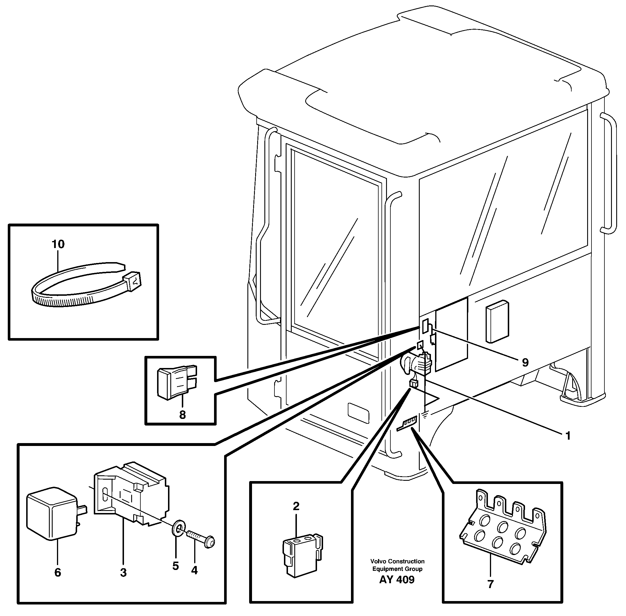 Cable harness, air-suspensioned seat.  80506, 80572 — volvo parts diagram