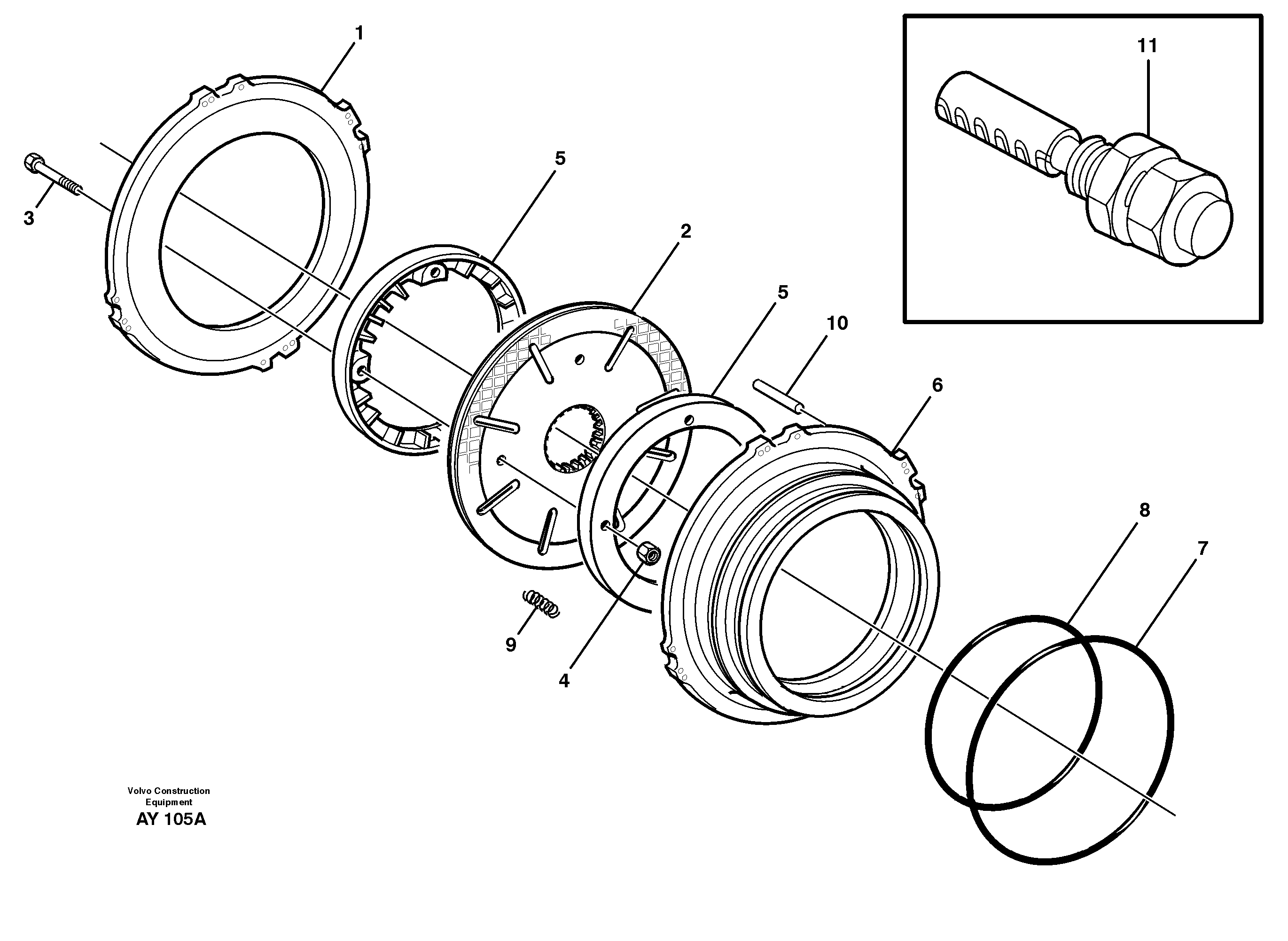 Multi-disc brake, rear. AWB 41, 23877 — volvo parts diagram