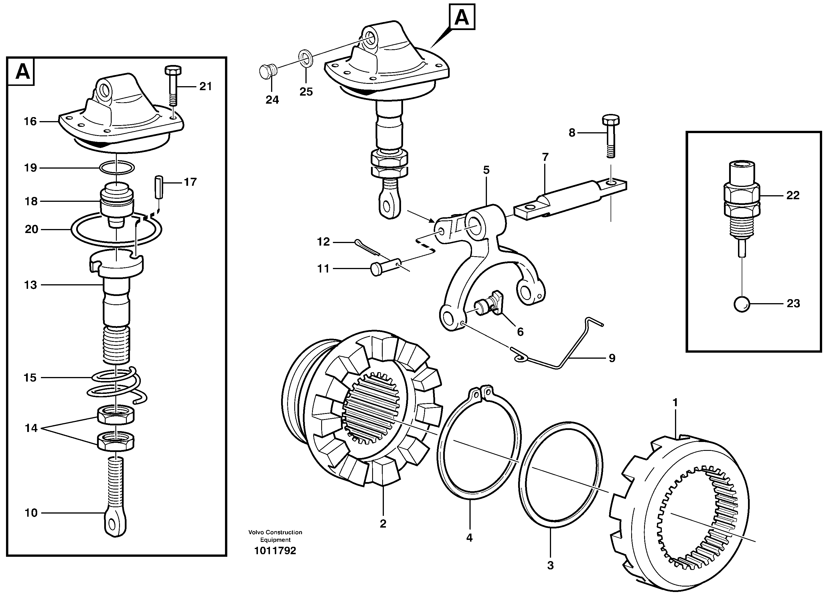 Differential lock AWB 50, 23876 — volvo parts diagram