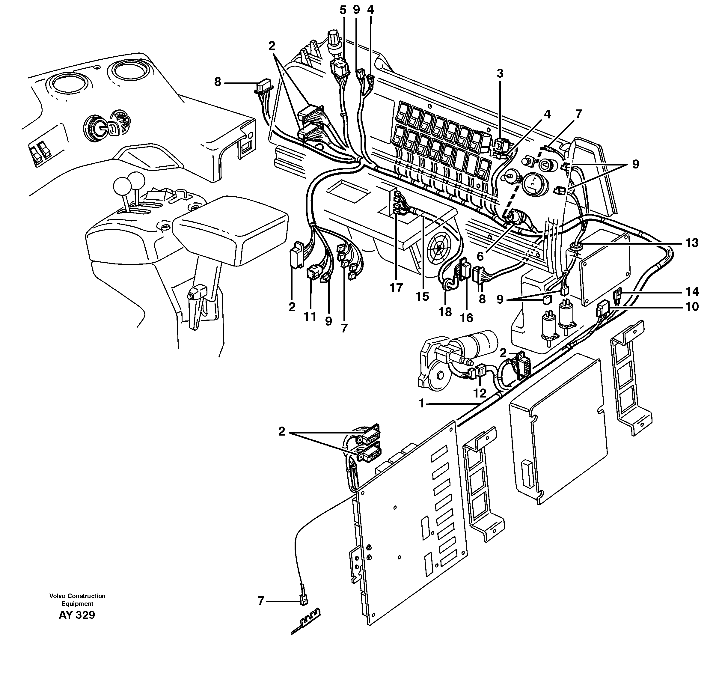 Cable harnesses, cab — volvo parts diagram