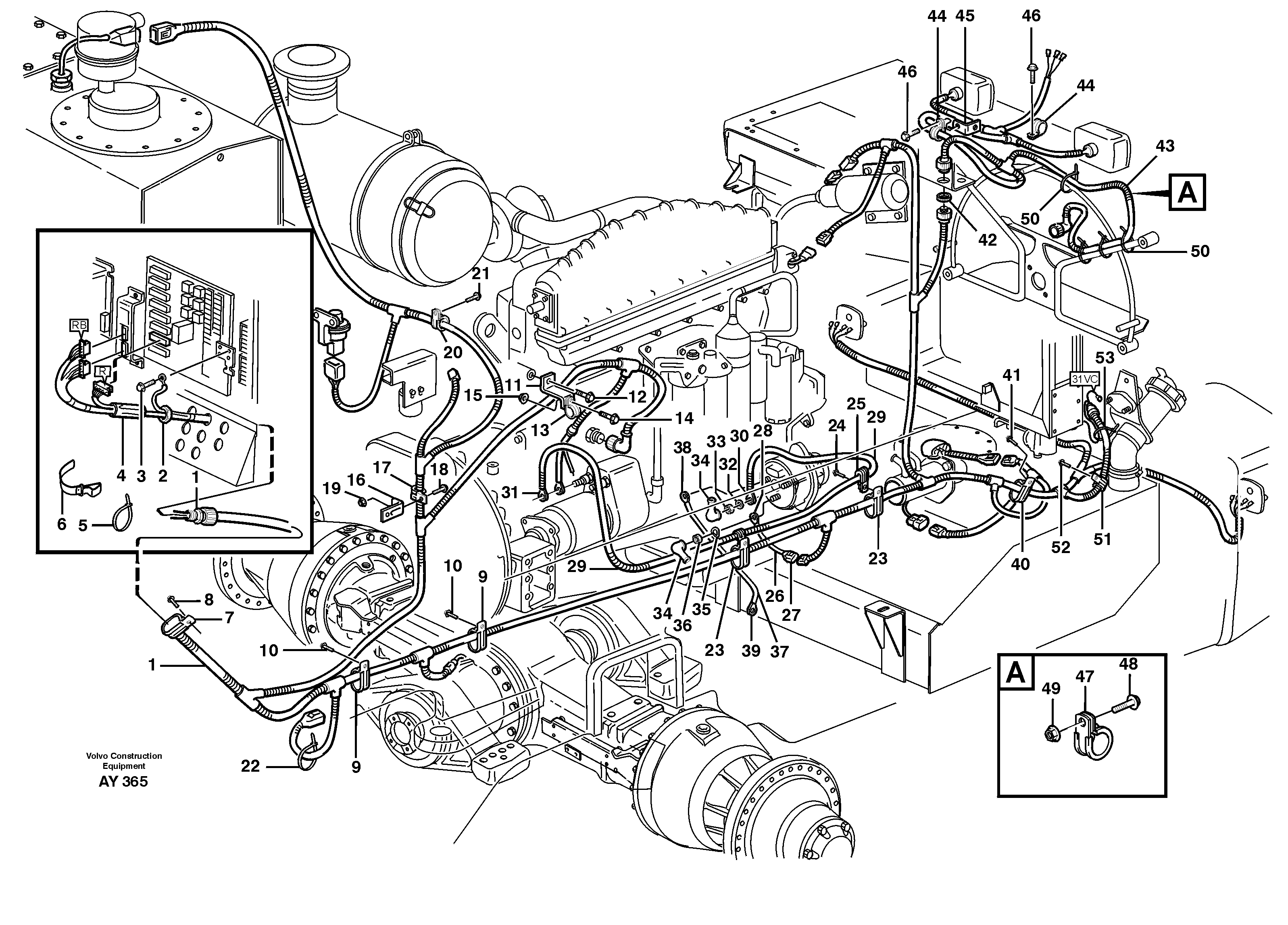 Rear cable harness with assembly parts. — volvo parts diagram