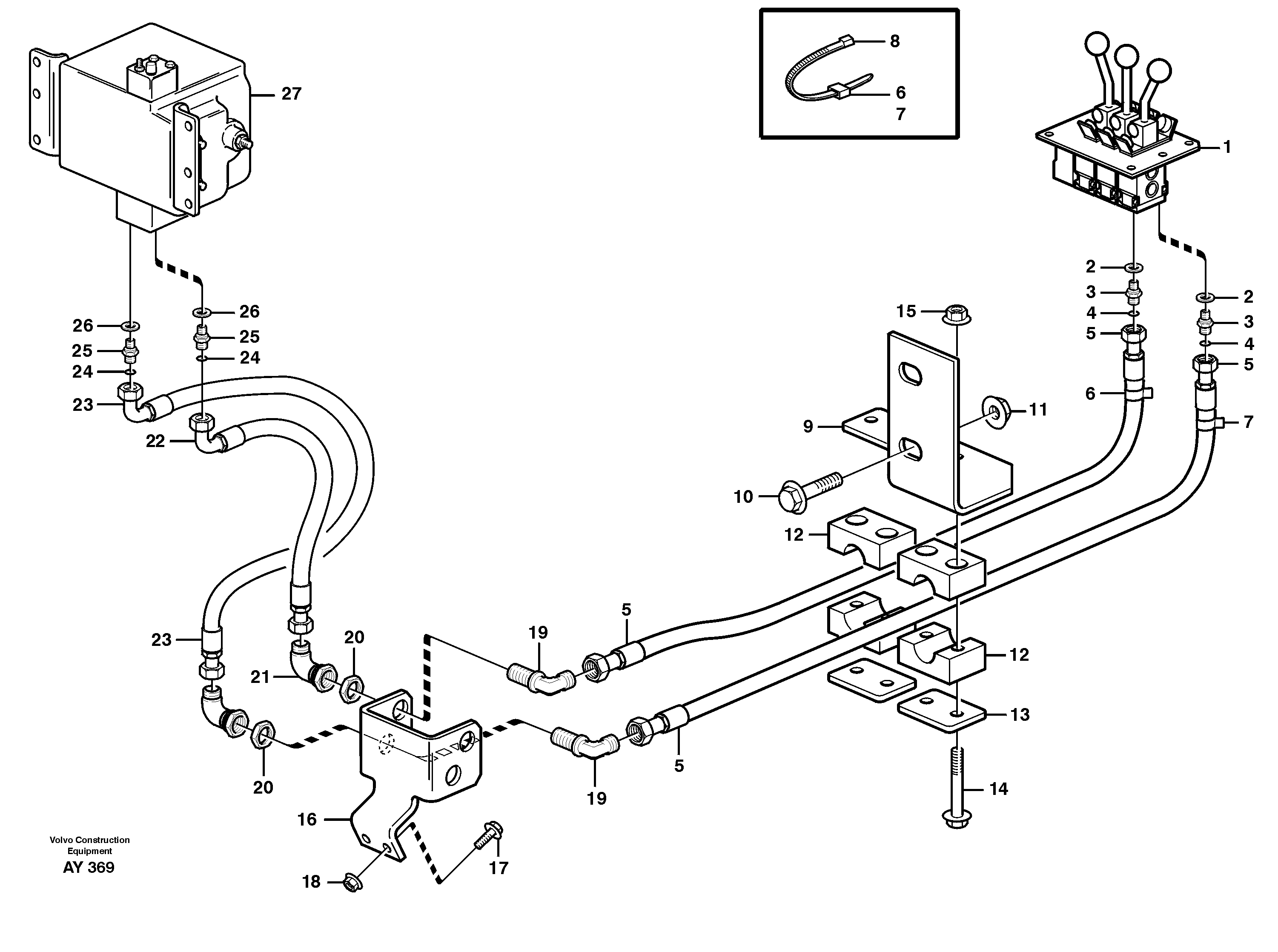 Servo - hydraulic 3rd function.  93569 — volvo parts diagram