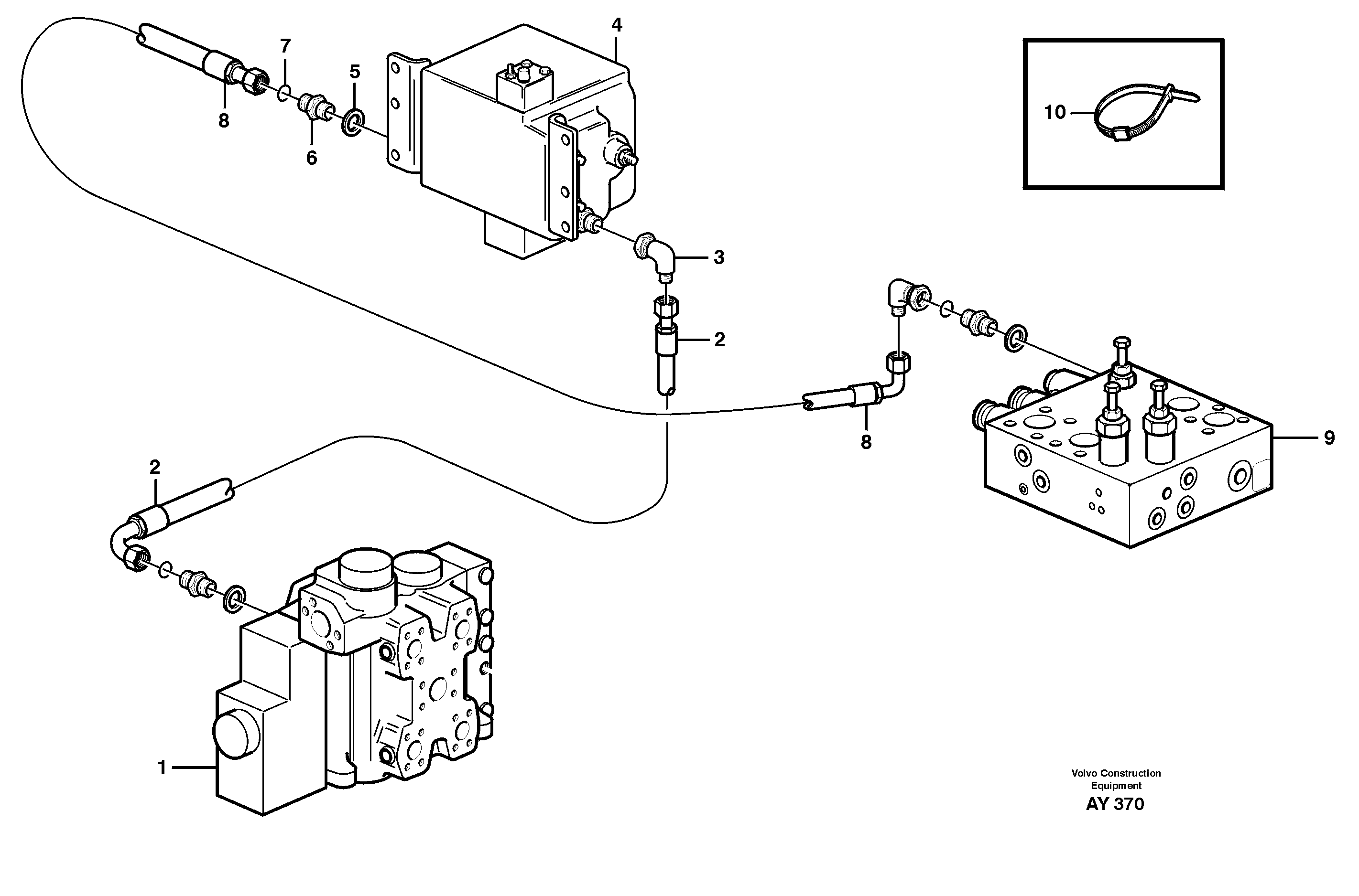 Load sensing line, 3rd and 4th function.  93569, 93573 — volvo parts diagram