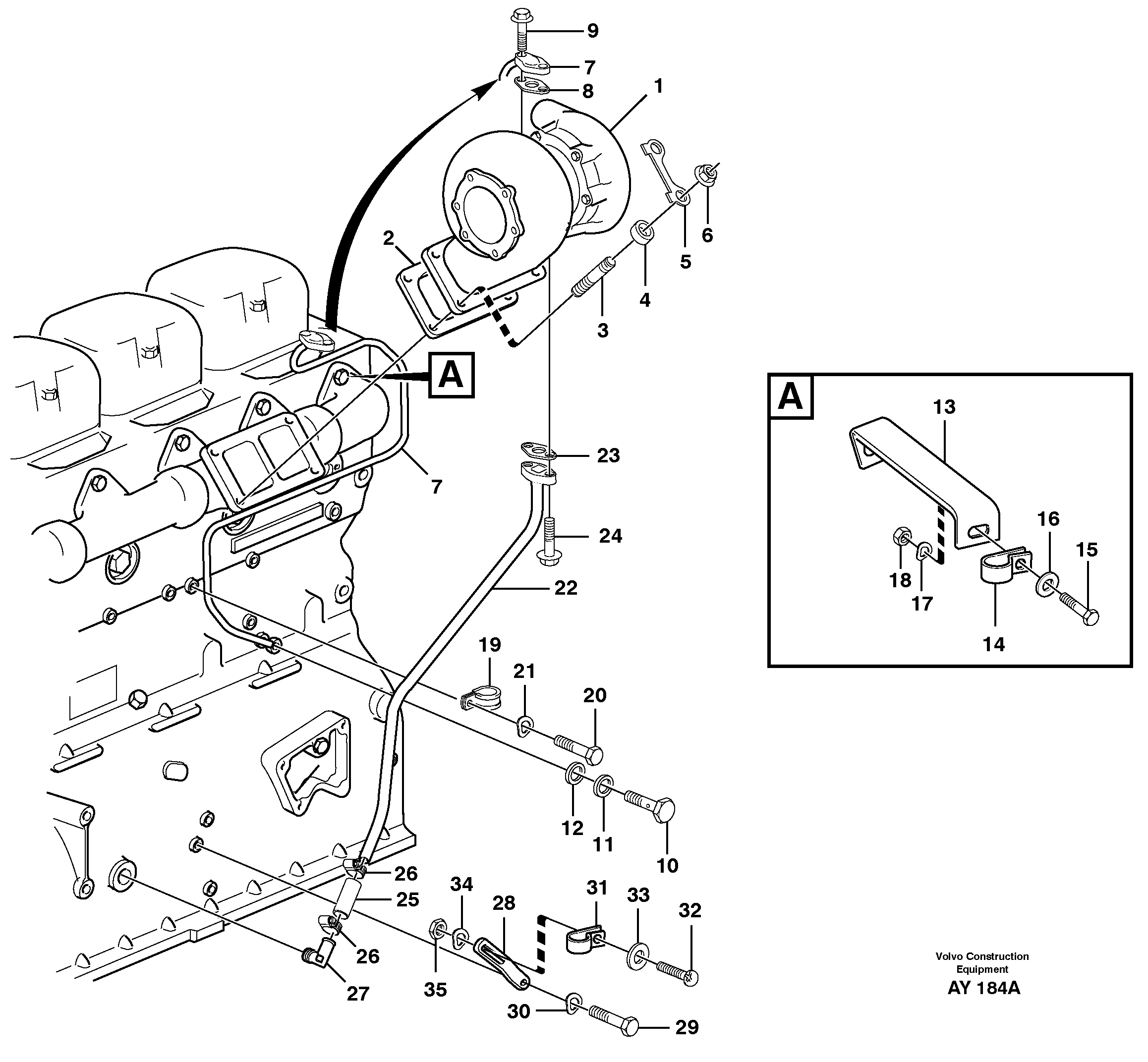 Turbocharger with fitting parts — volvo parts diagram