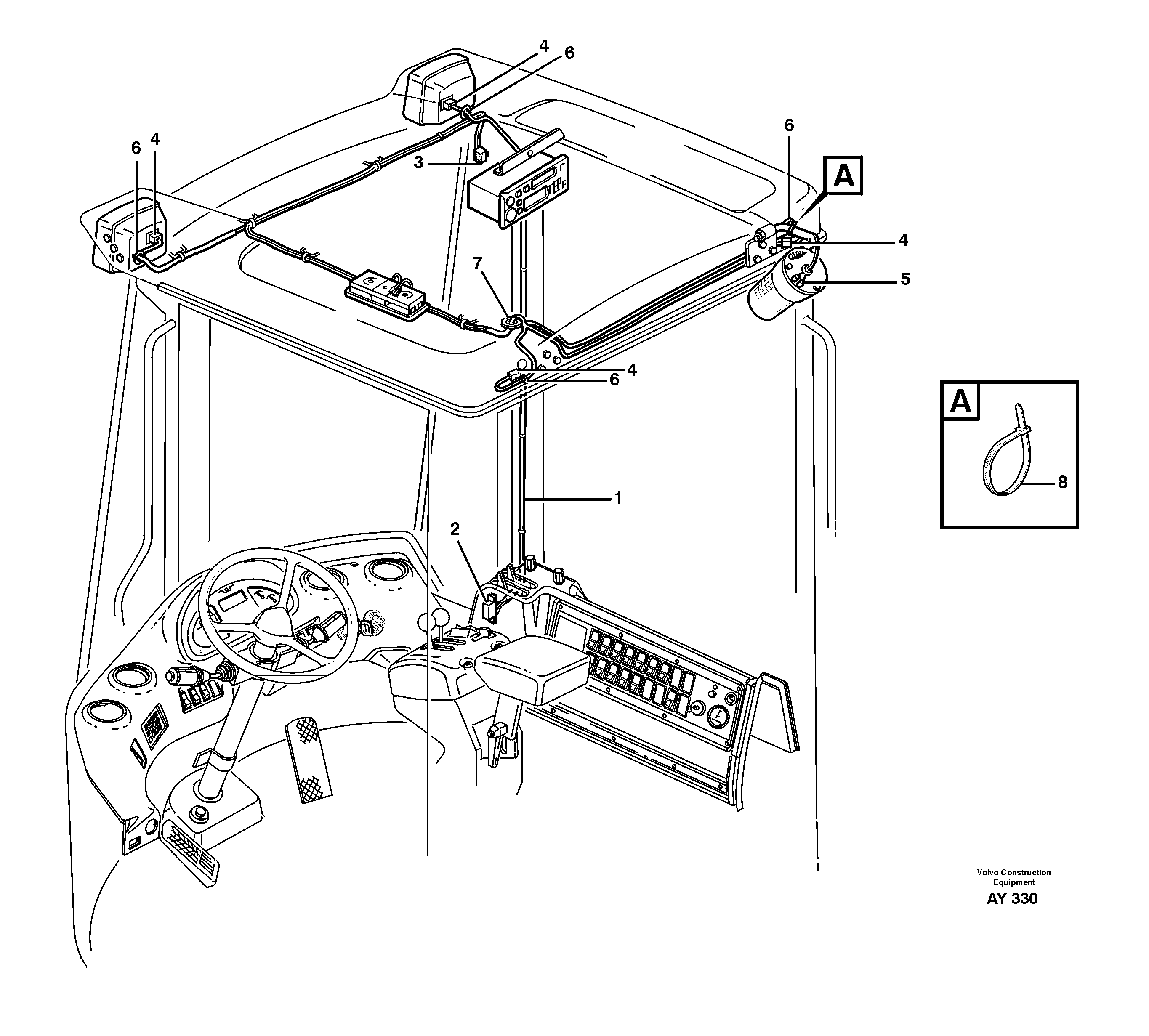 Cable harnesses, headlining.  33813 — volvo parts diagram