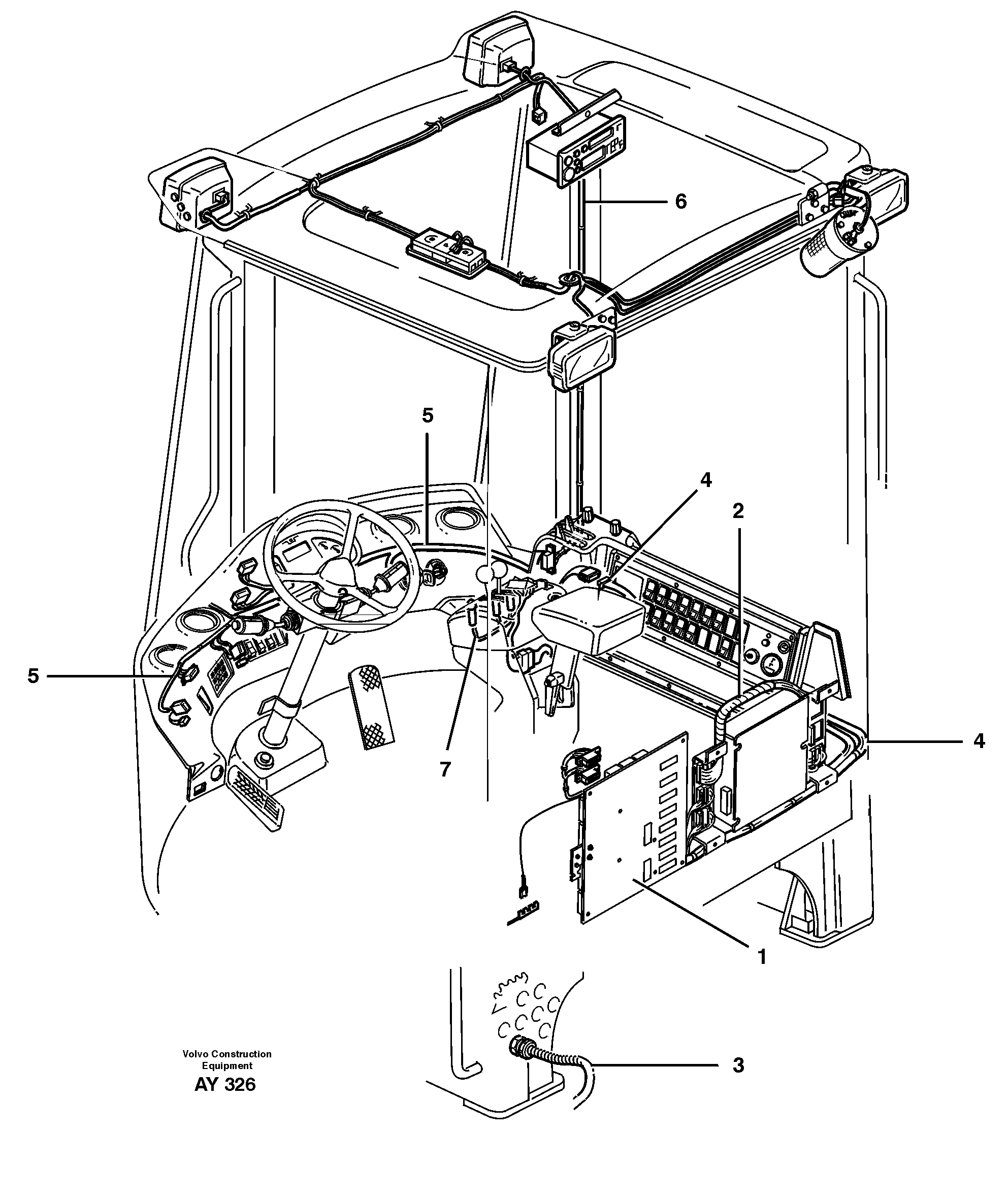 Cable harnesses, cab — volvo parts diagram