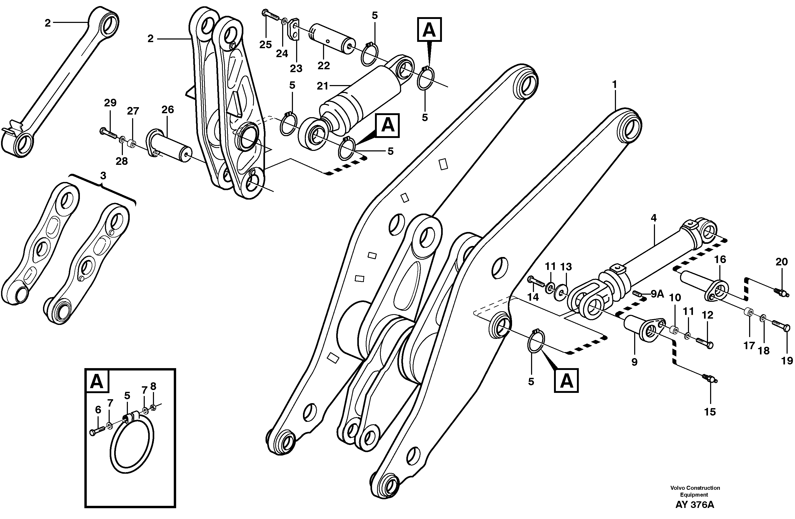 Lifting- and tilt cylinder with assembly parts. — volvo parts diagram
