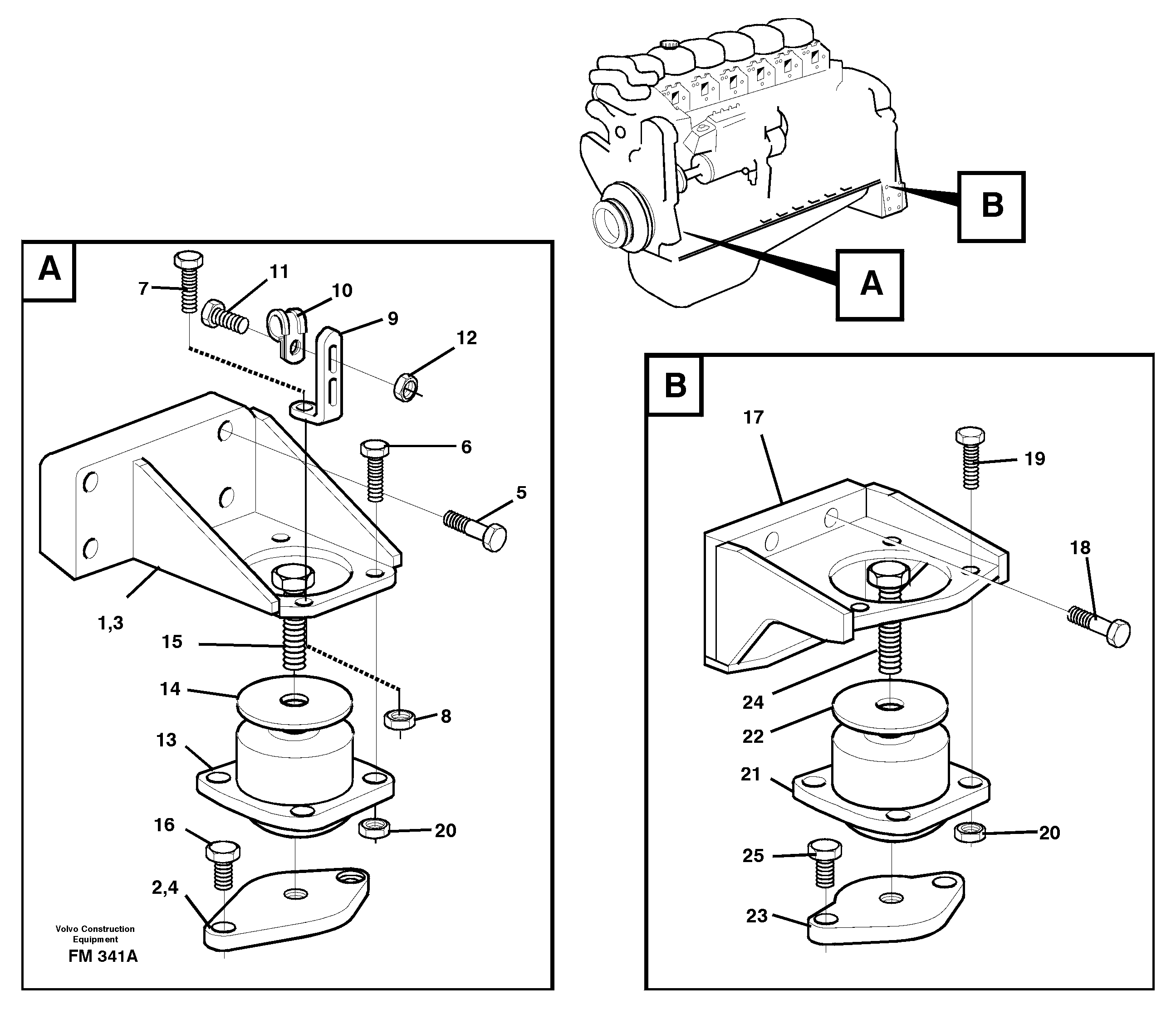 Engine mounting  SER NO 537- — volvo parts diagram