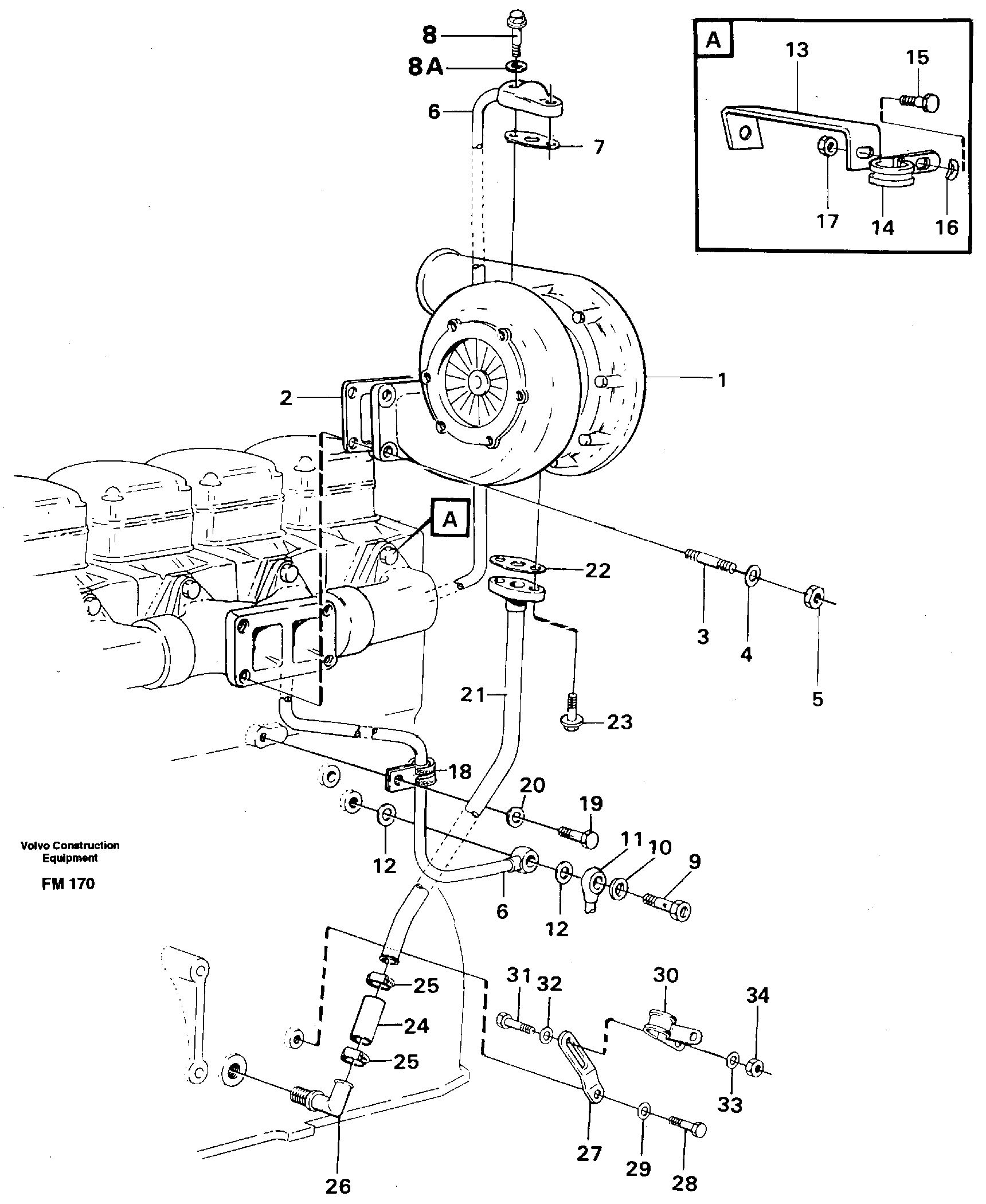 Turbocharger with fitting parts — volvo parts diagram