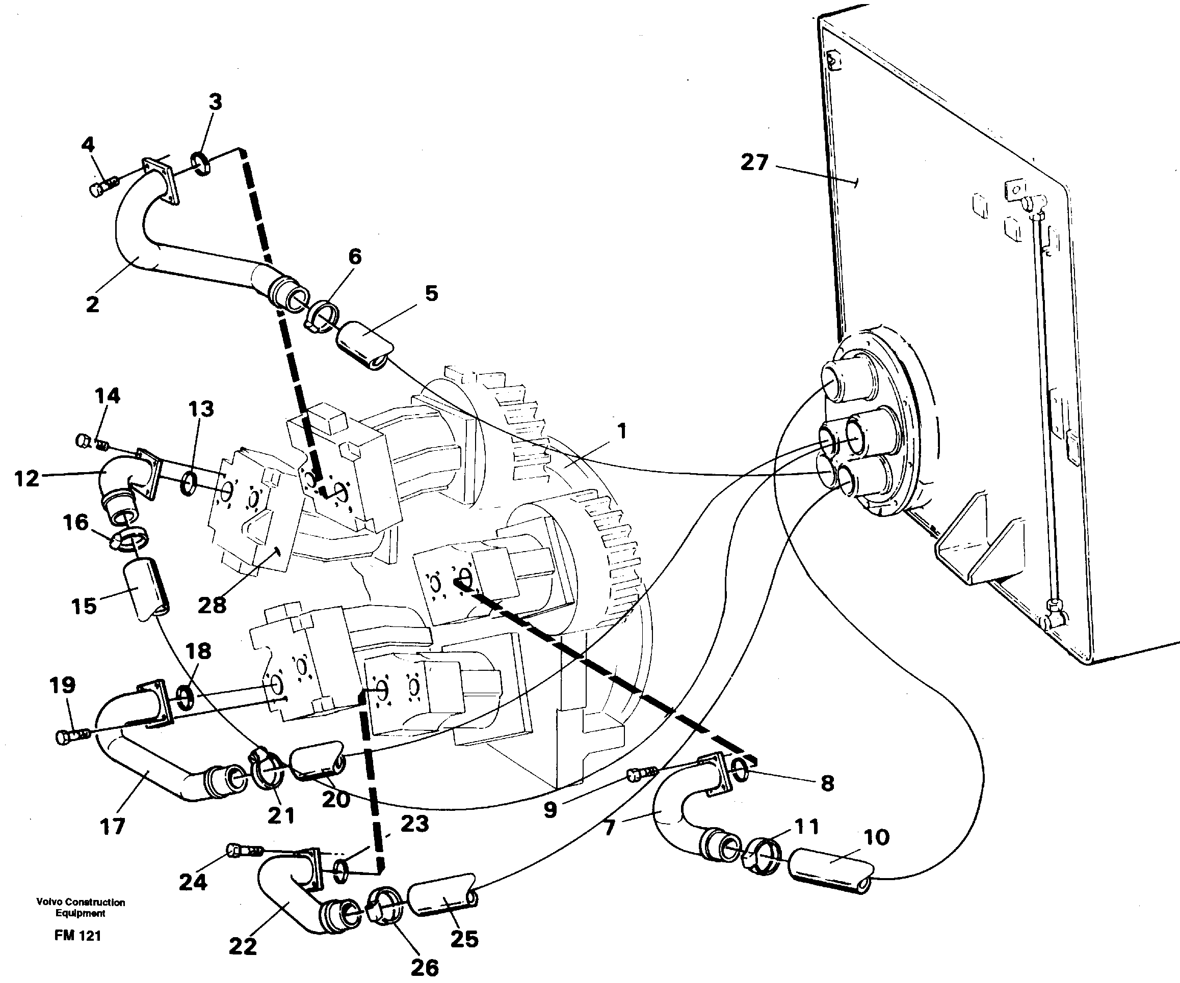 Hydraulic system suction lines — volvo parts diagram