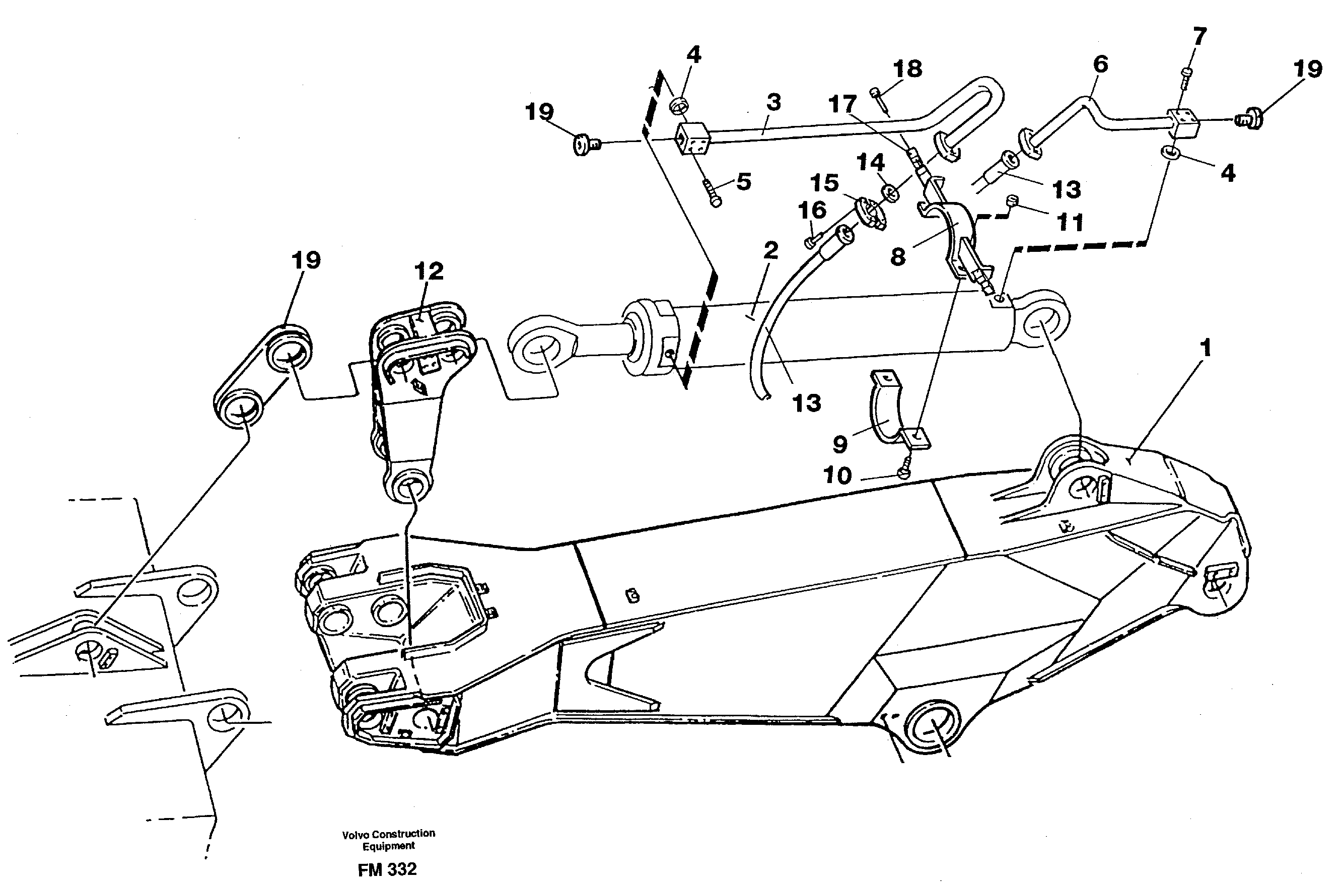 Hydraulic system, dipper arm 3.0 m — volvo parts diagram