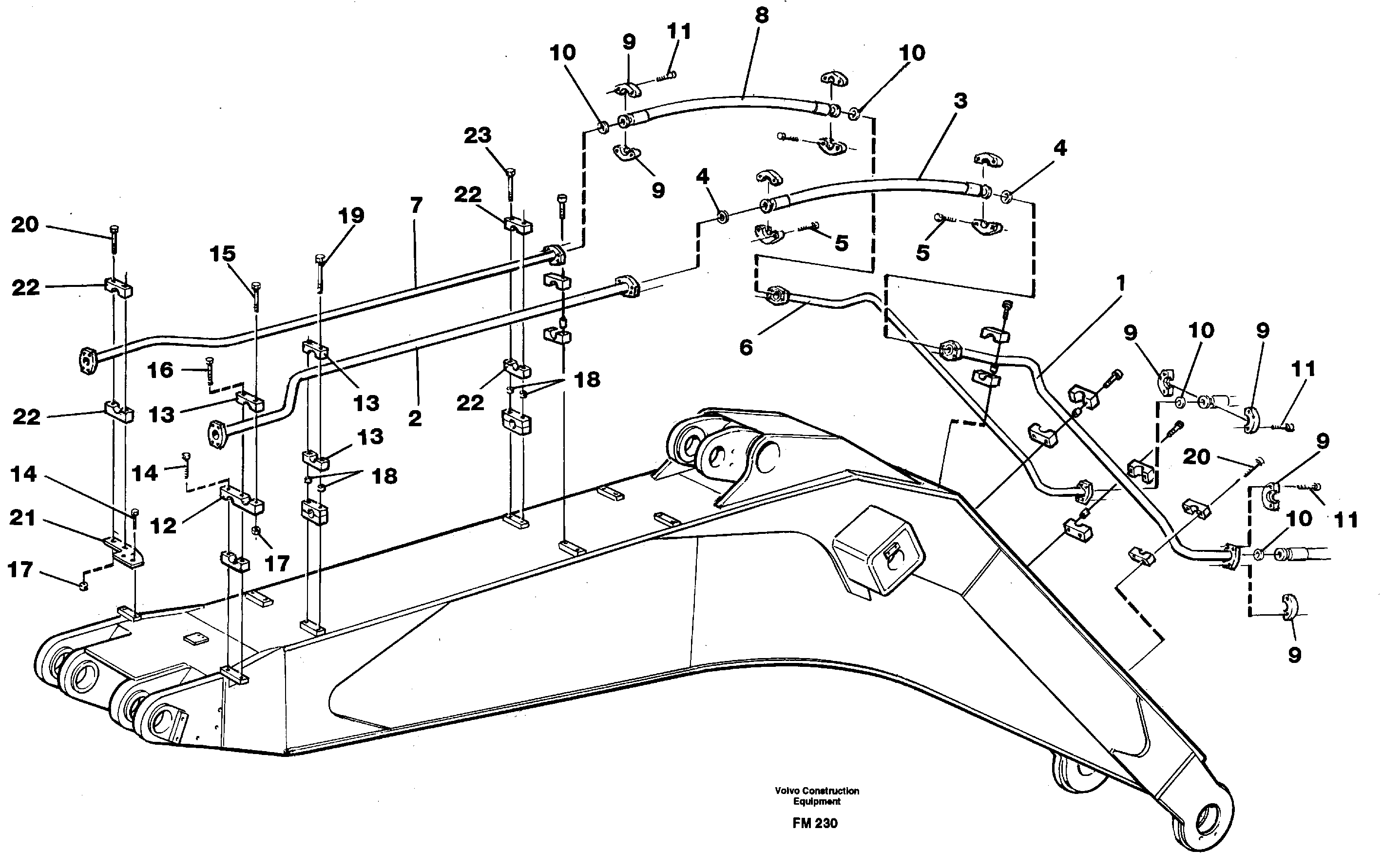 Hammer hydraulics on boom, 6.6 M  14266236 — volvo parts diagram