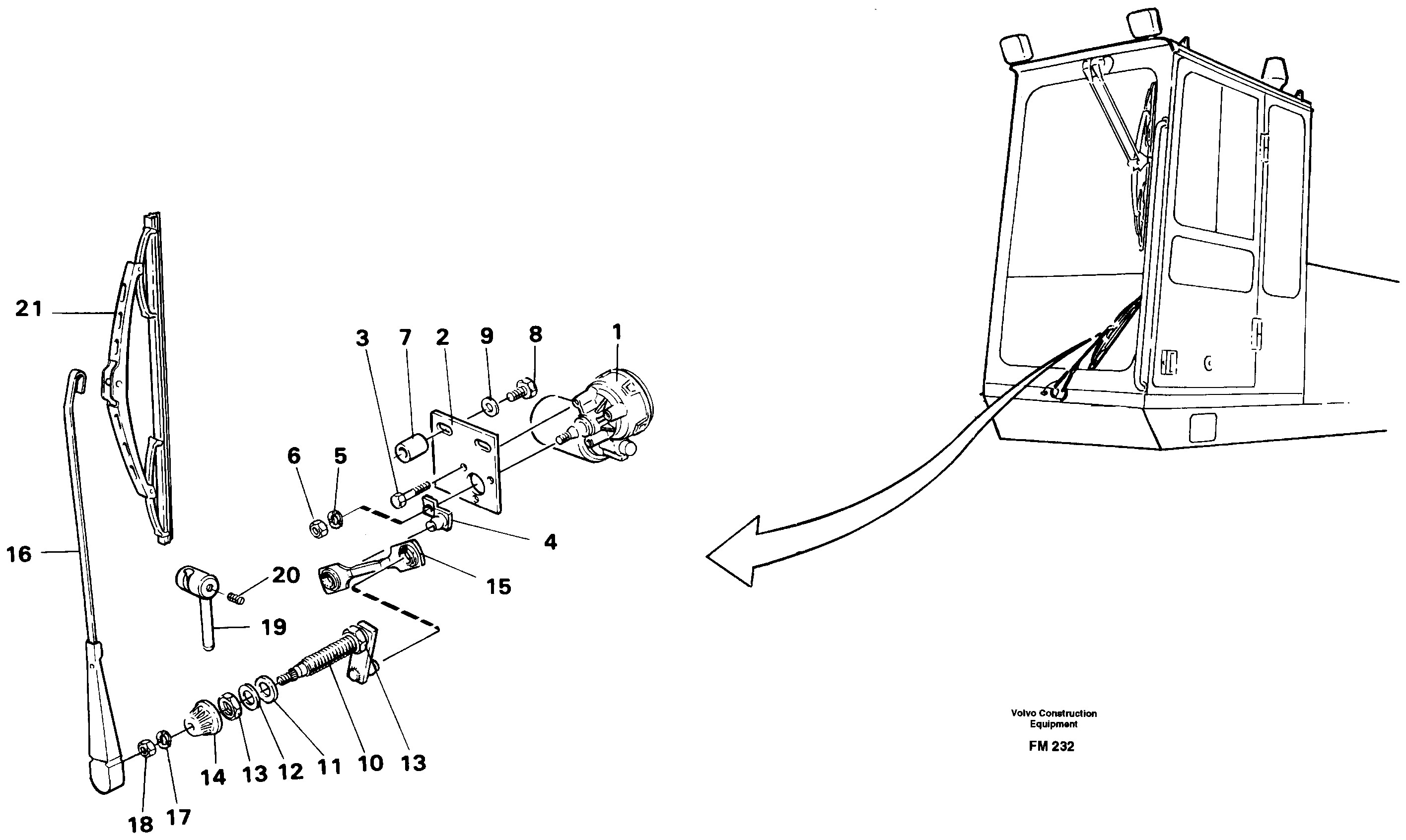 Windscreen wiper, lower — volvo parts diagram
