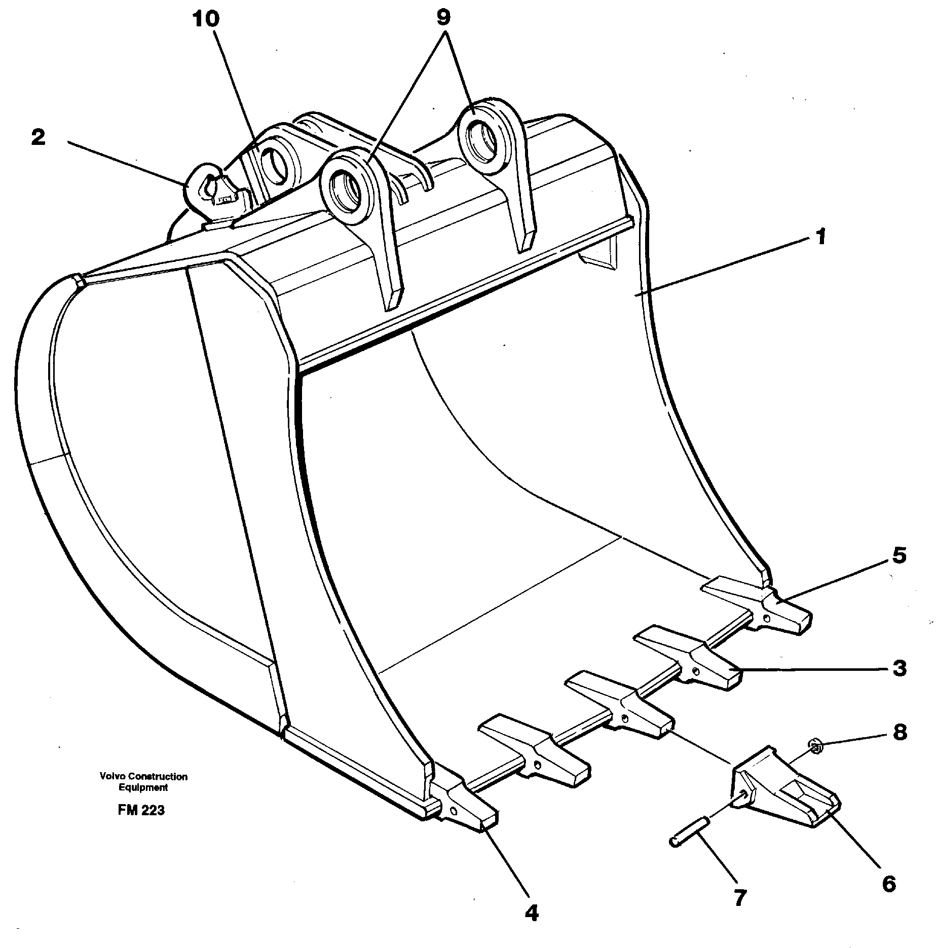 Backhoe bucket  14265010 — volvo parts diagram