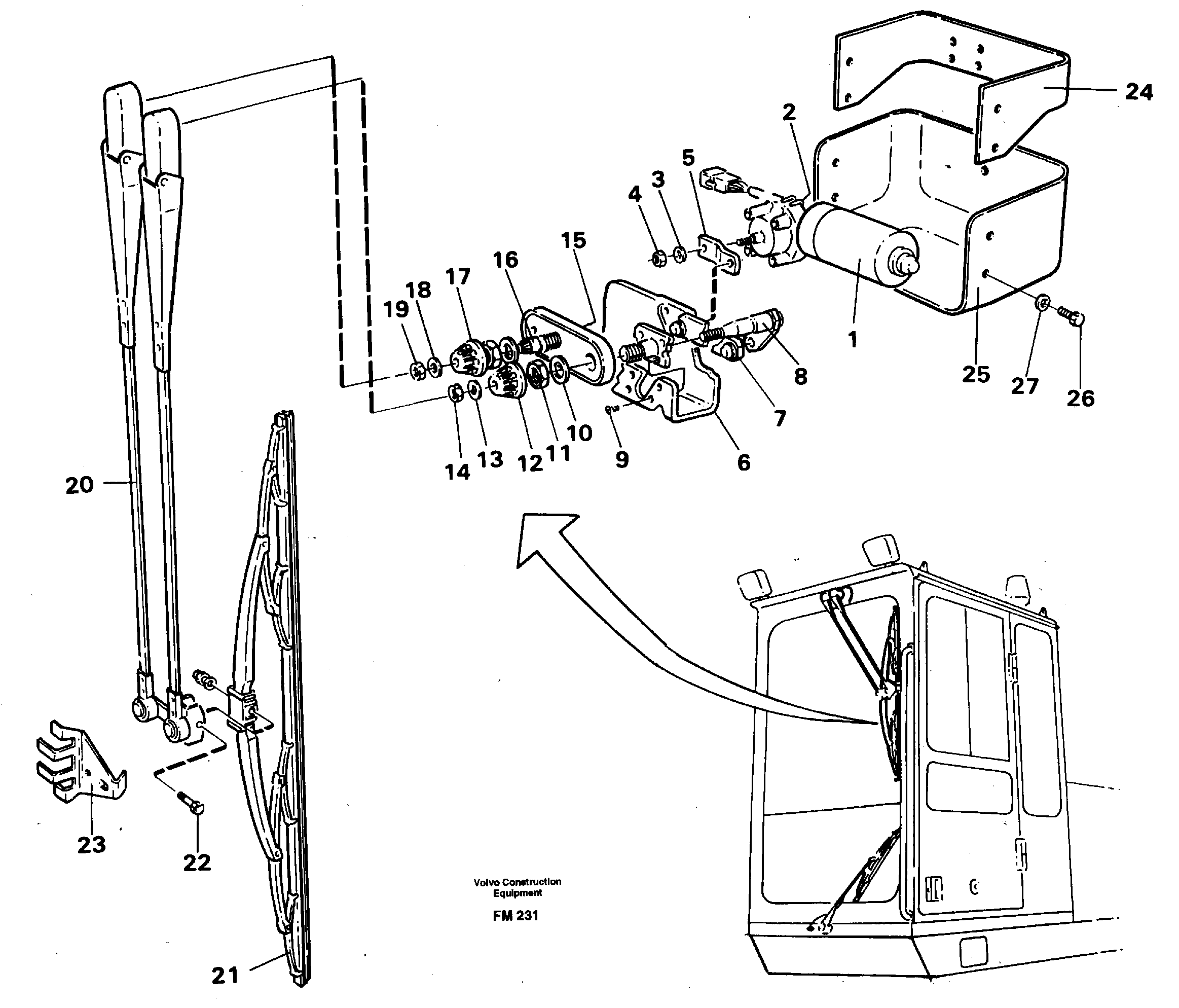 Windscreen wiper, upper — volvo parts diagram