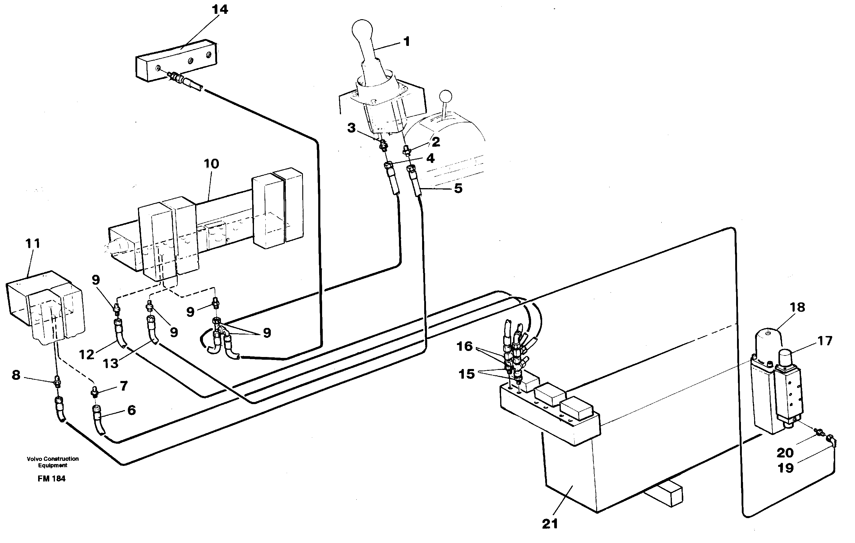 Servo hydraulics, boom — volvo parts diagram