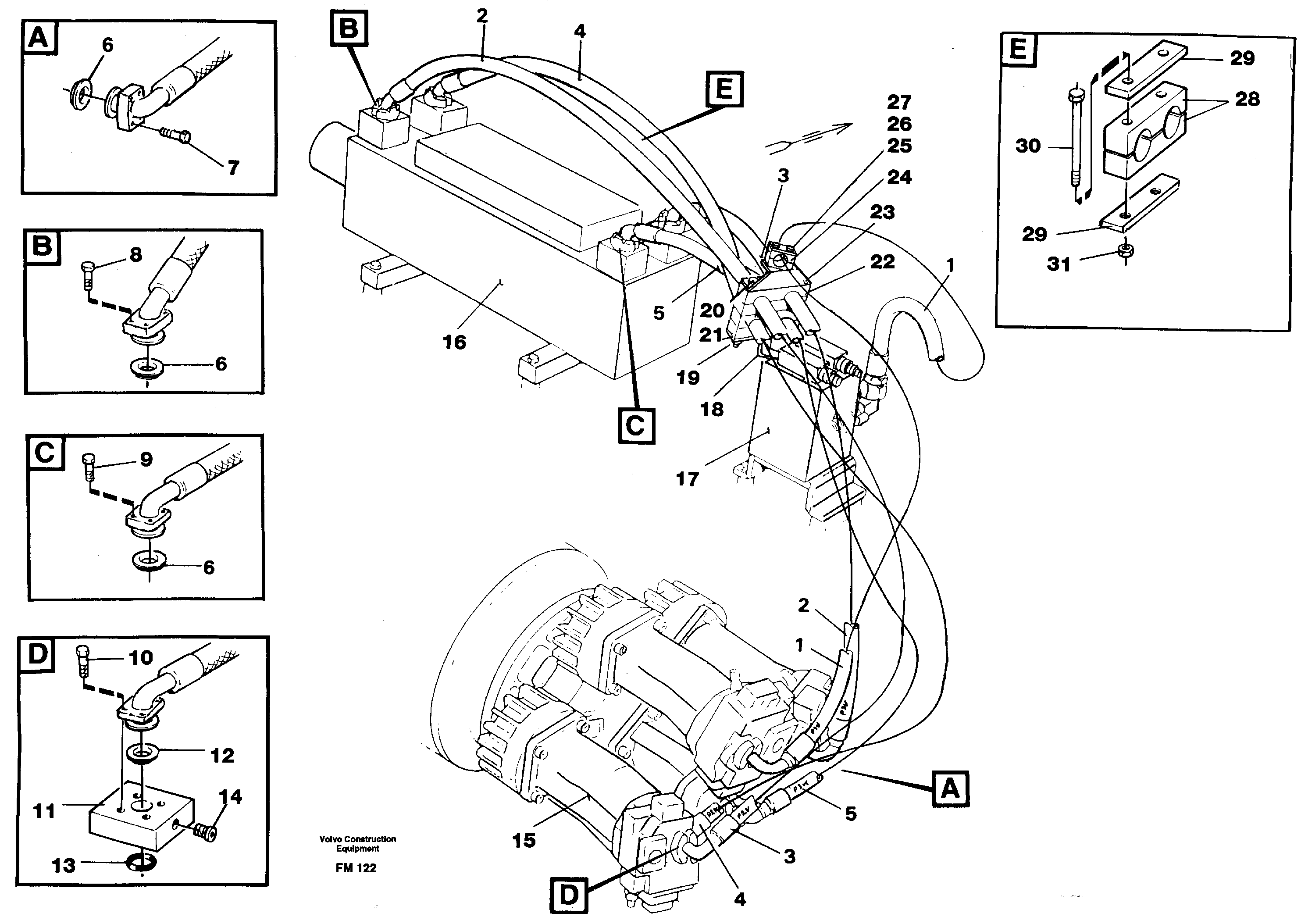 Hydraulic system, feed line — volvo parts diagram