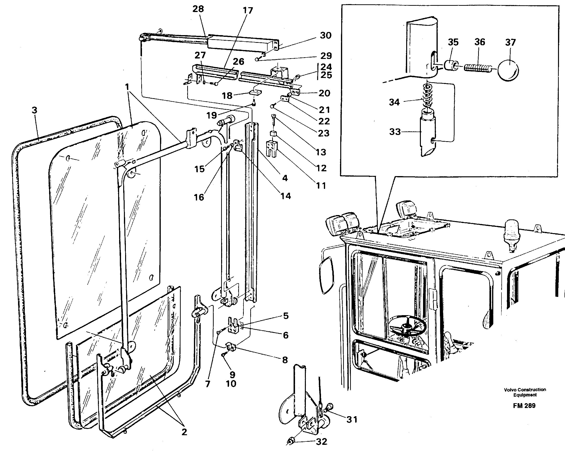 Front window,lifting device — volvo parts diagram