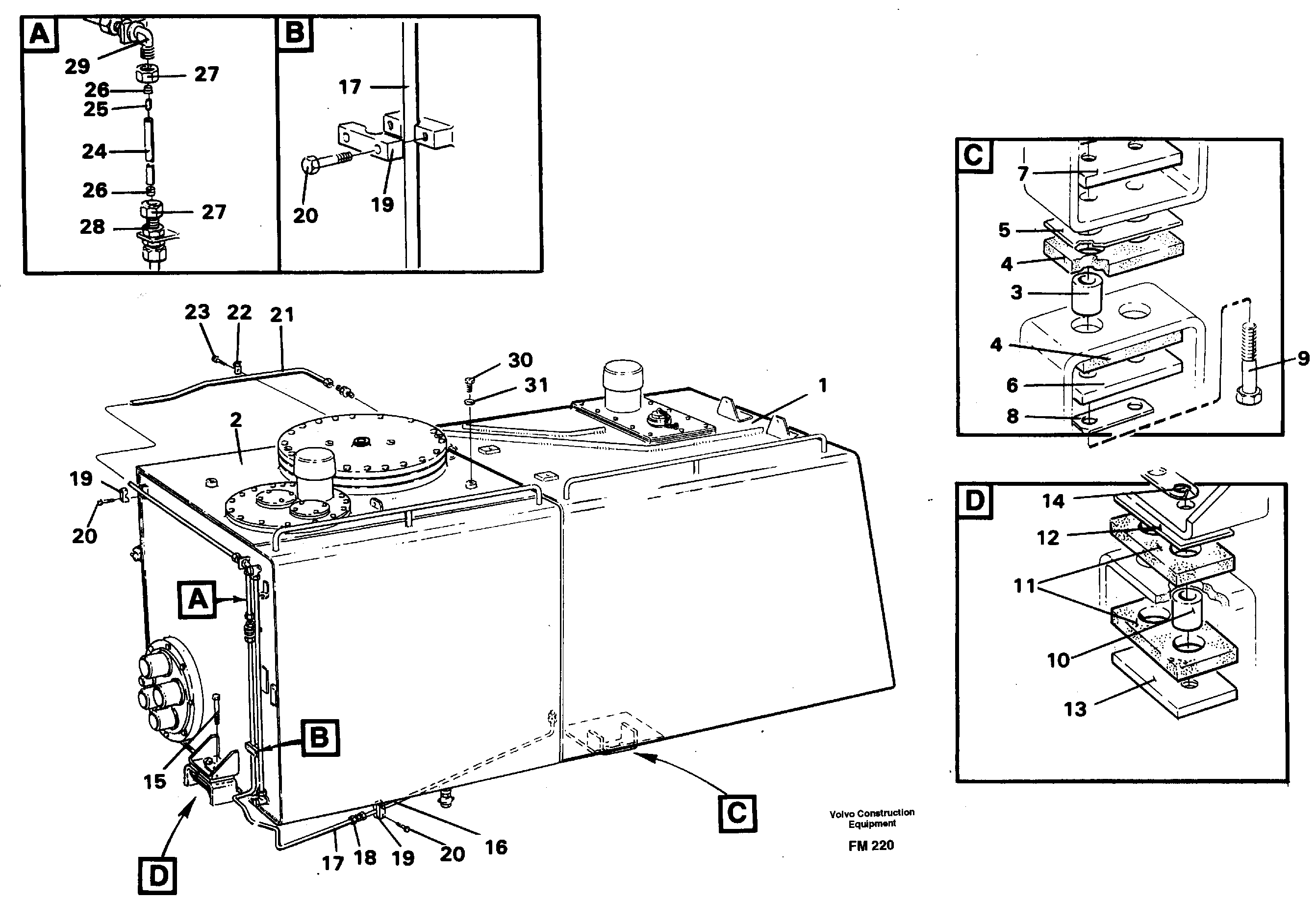 Fuel tank with fitting parts — volvo parts diagram