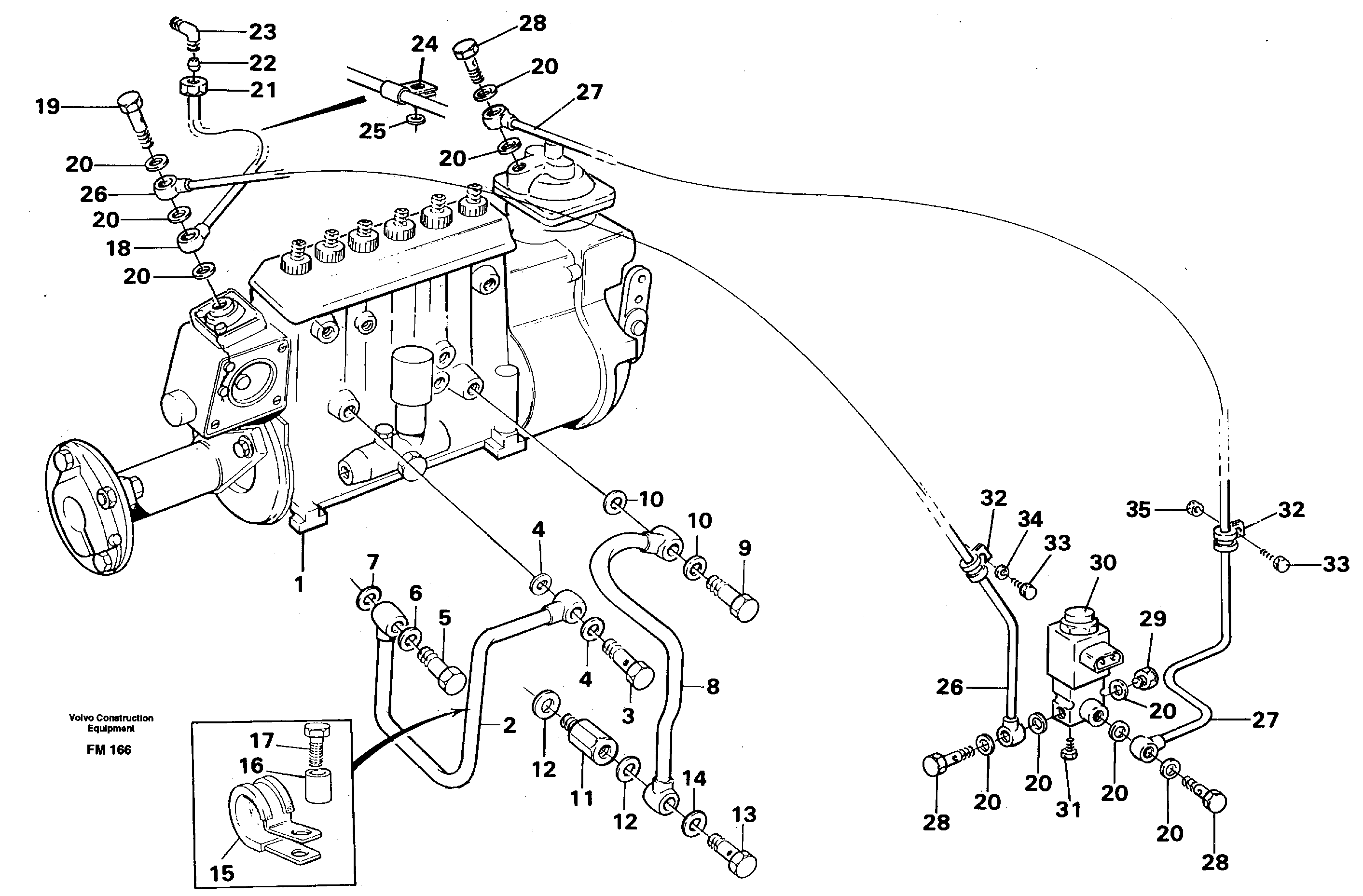 Injection pump: lubricating pipe — volvo parts diagram