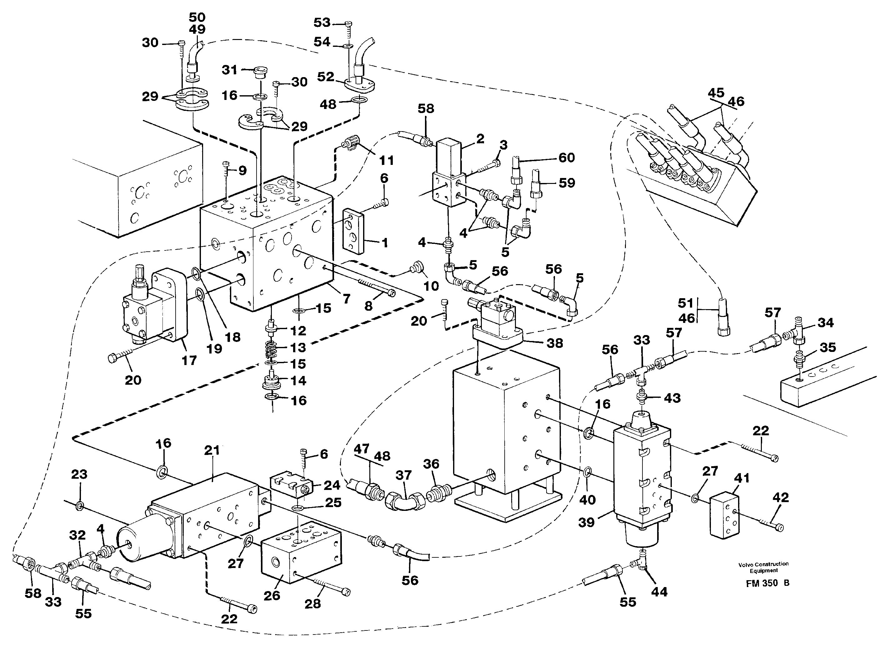 Hammer hydraulics on base machine  14268130 — volvo parts diagram