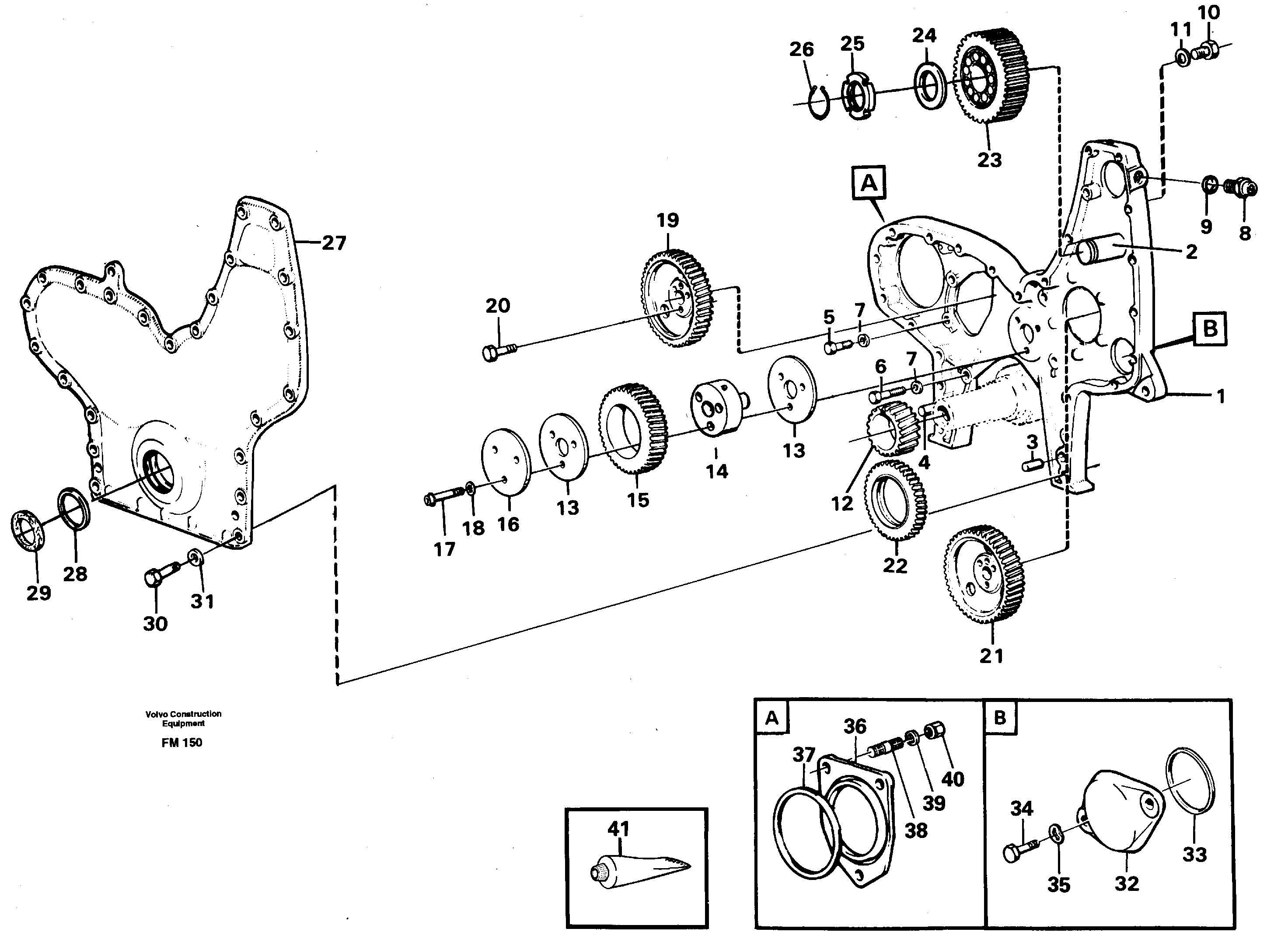 Timing gear casing and gears — volvo parts diagram
