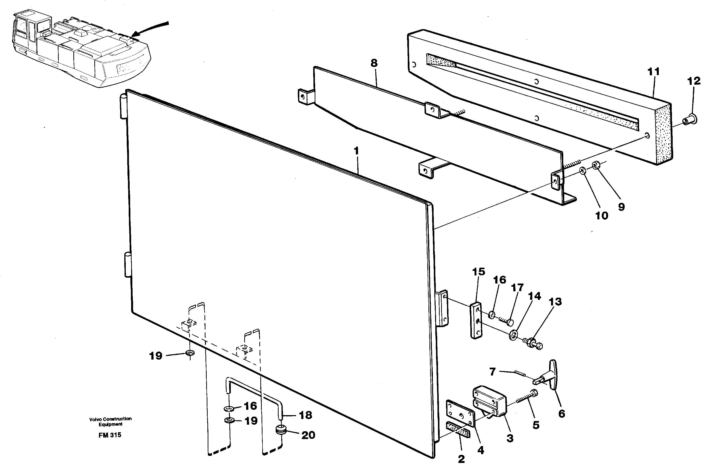 Door rear, Rh — volvo parts diagram