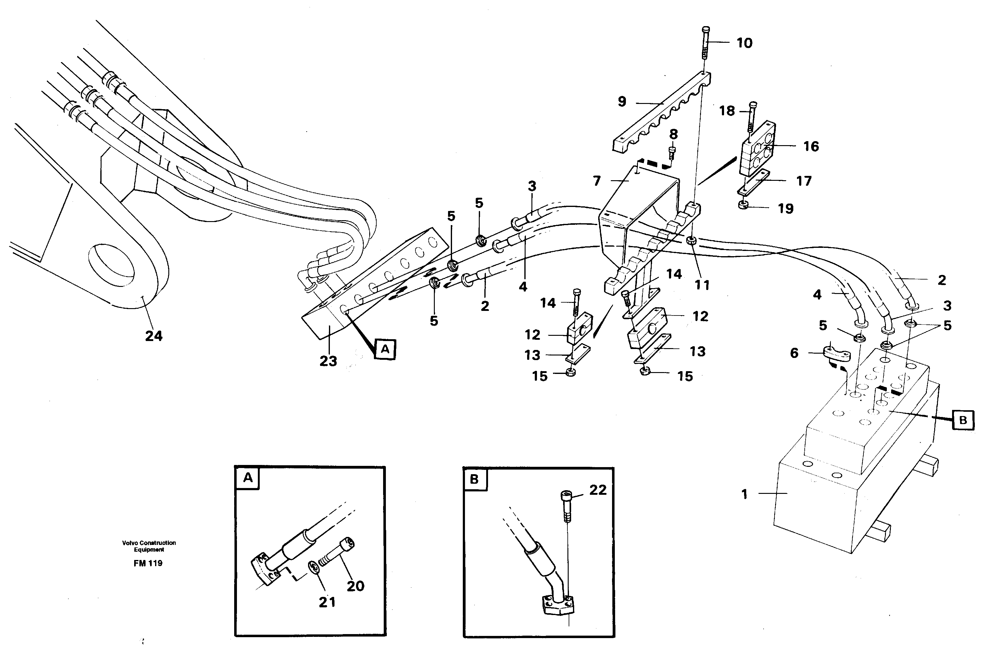 Hydraulic system, dipperarm — volvo parts diagram
