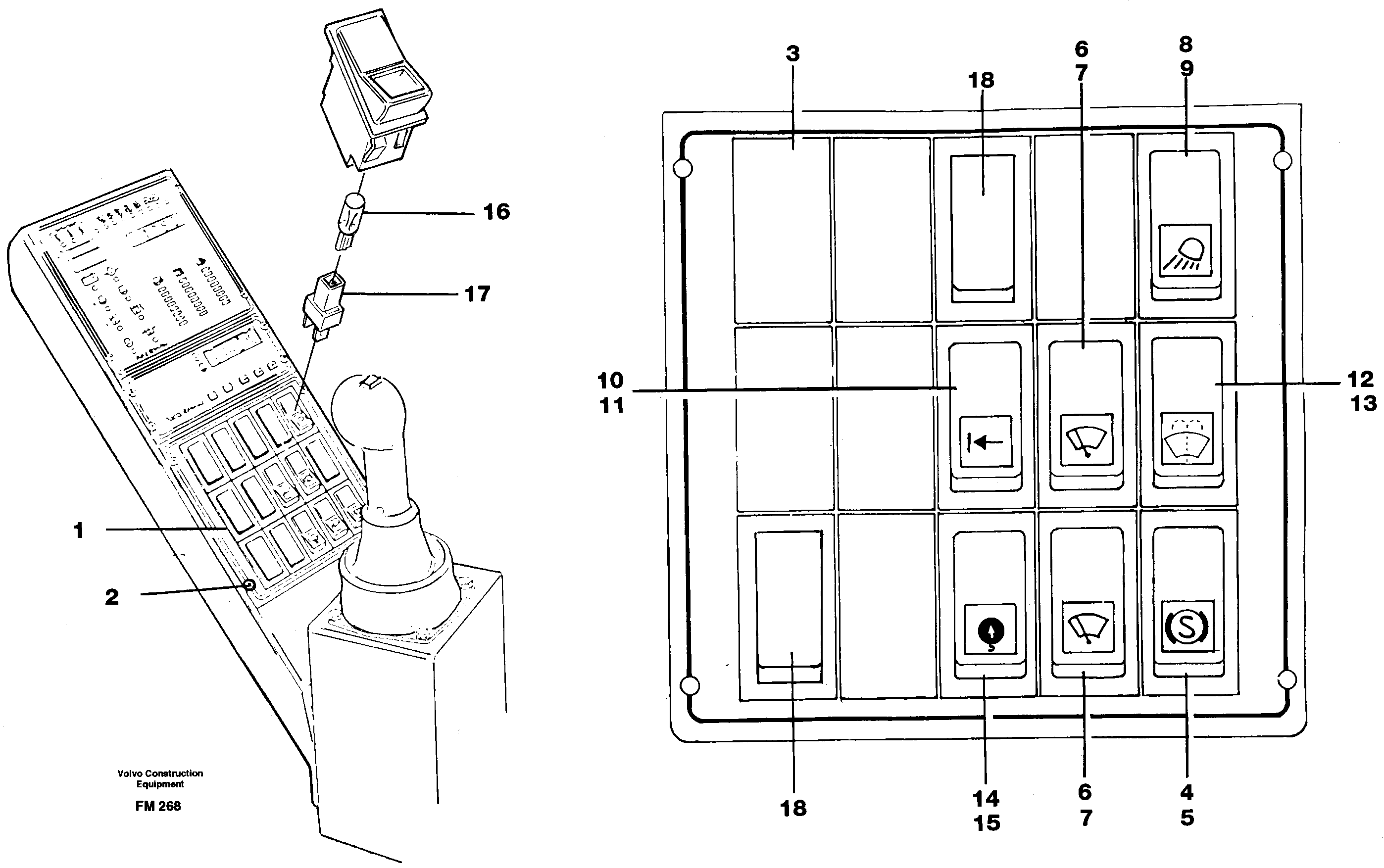 Rocker switch panel — volvo parts diagram