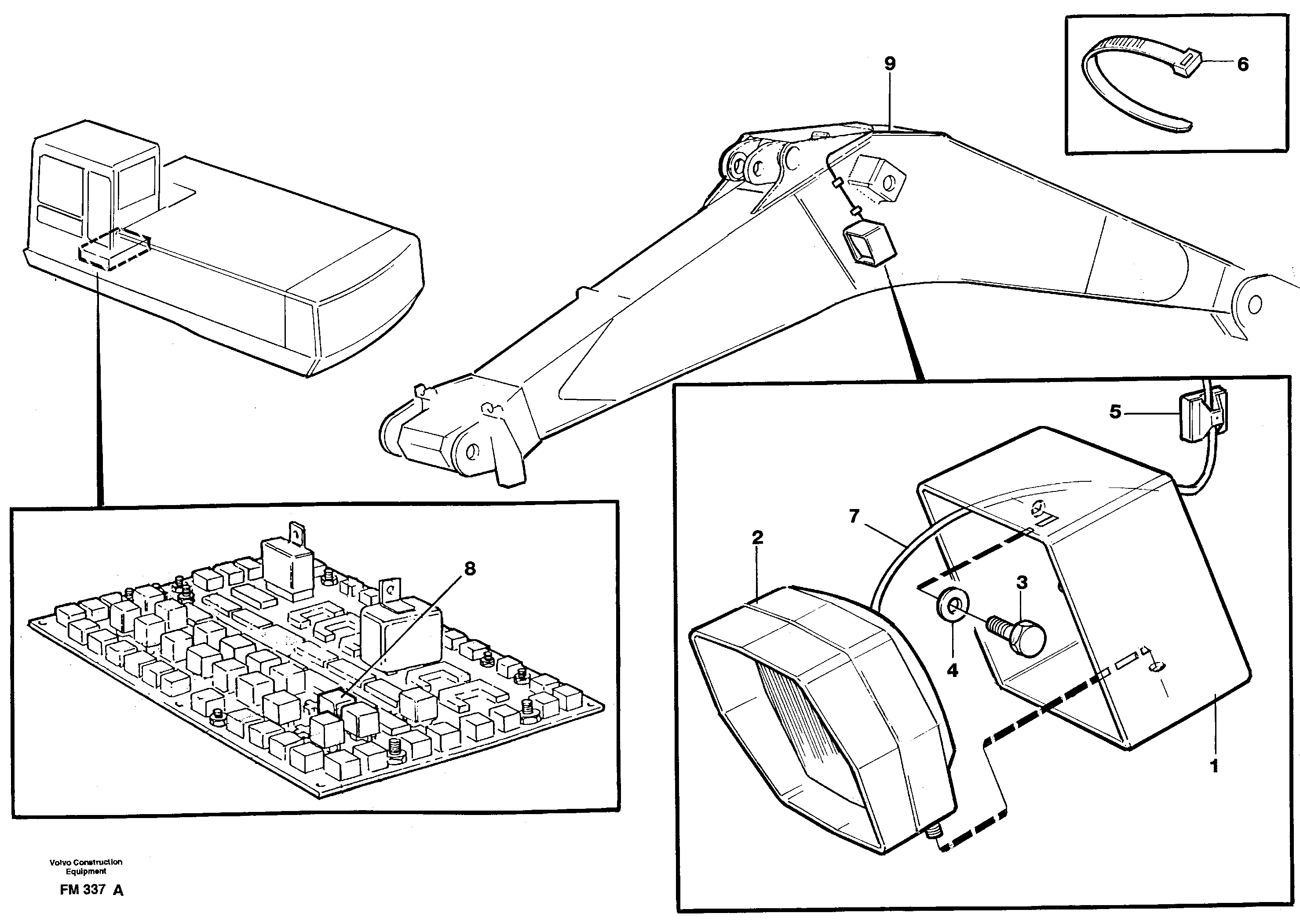 Working lamp on boom  14268029 14268030 14268031 14268032 14268033 — volvo parts diagram