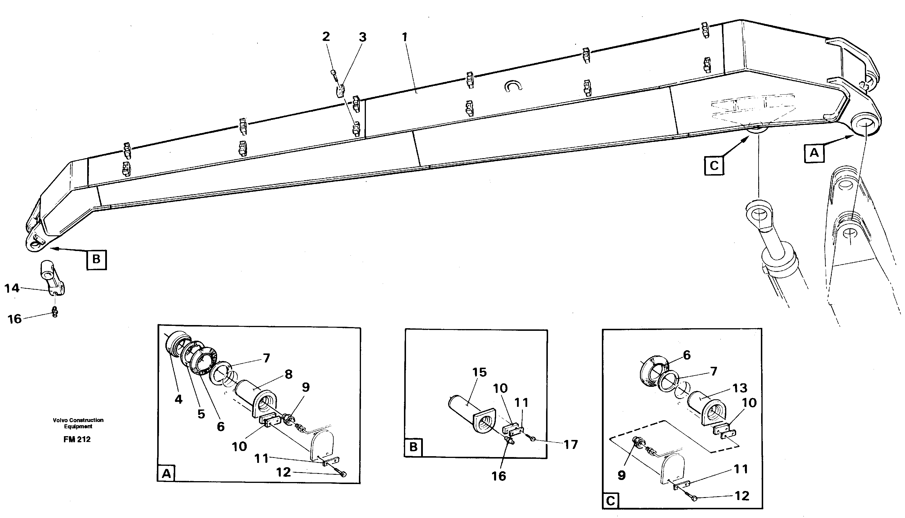 Dipper arm incl. attachements, handling equipment — volvo parts diagram