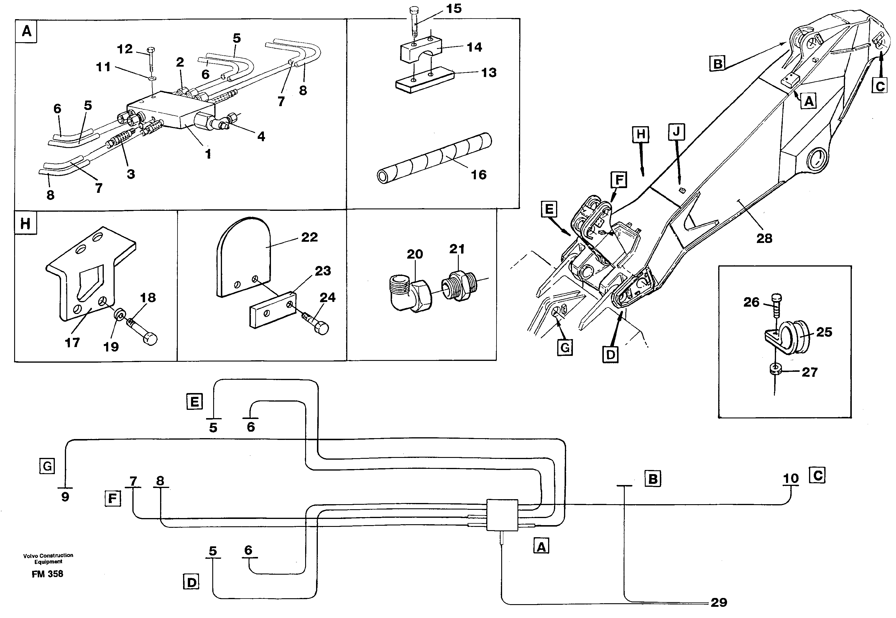 Automatic dipper lubrication, 3.0 m/ 4.0 m  14265004 — volvo parts diagram