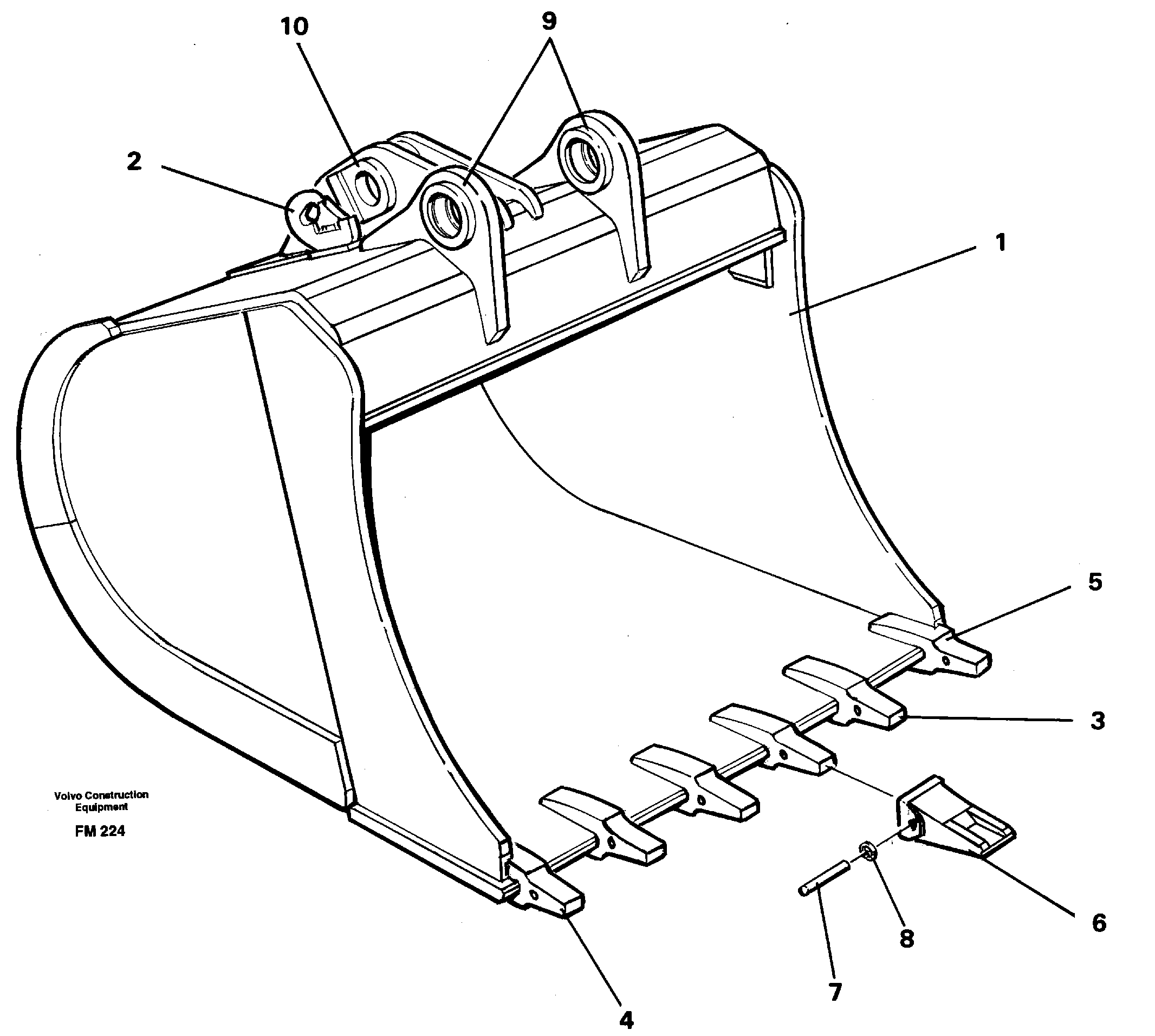 Backhoe bucket, Me  14266434 — volvo parts diagram